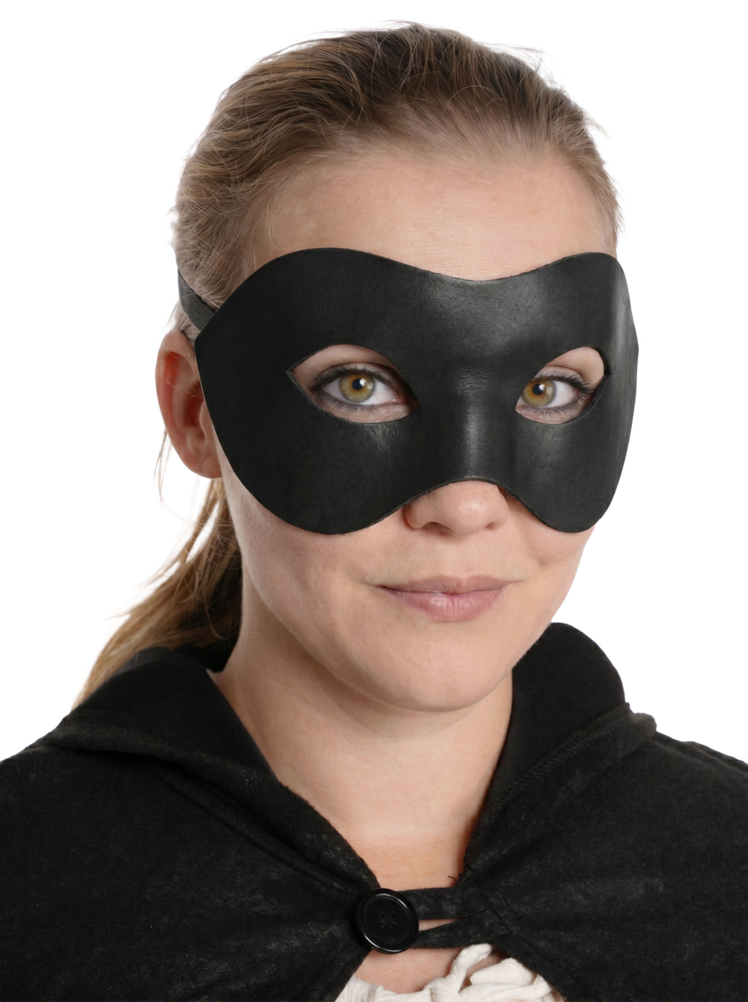 Colombina Liscia schwarz Venezianische Ledermaske