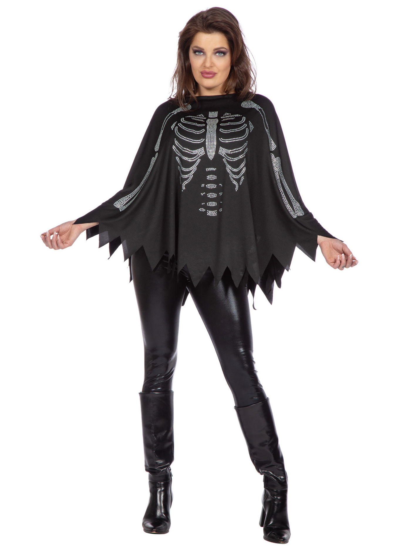 Poncho mit Glitzerskelett