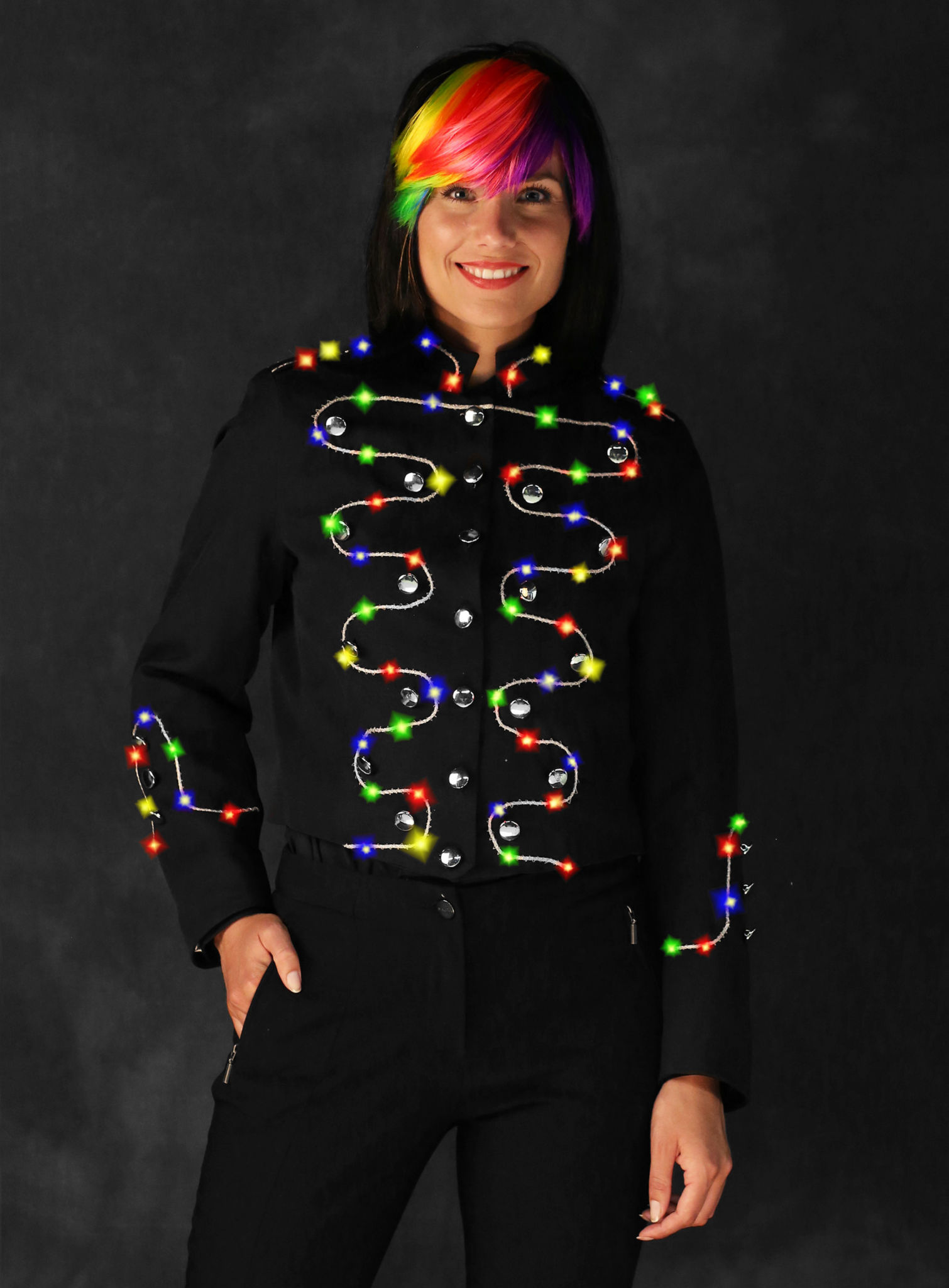 LED Jas Met Zilveren Boordsel Voor Dames