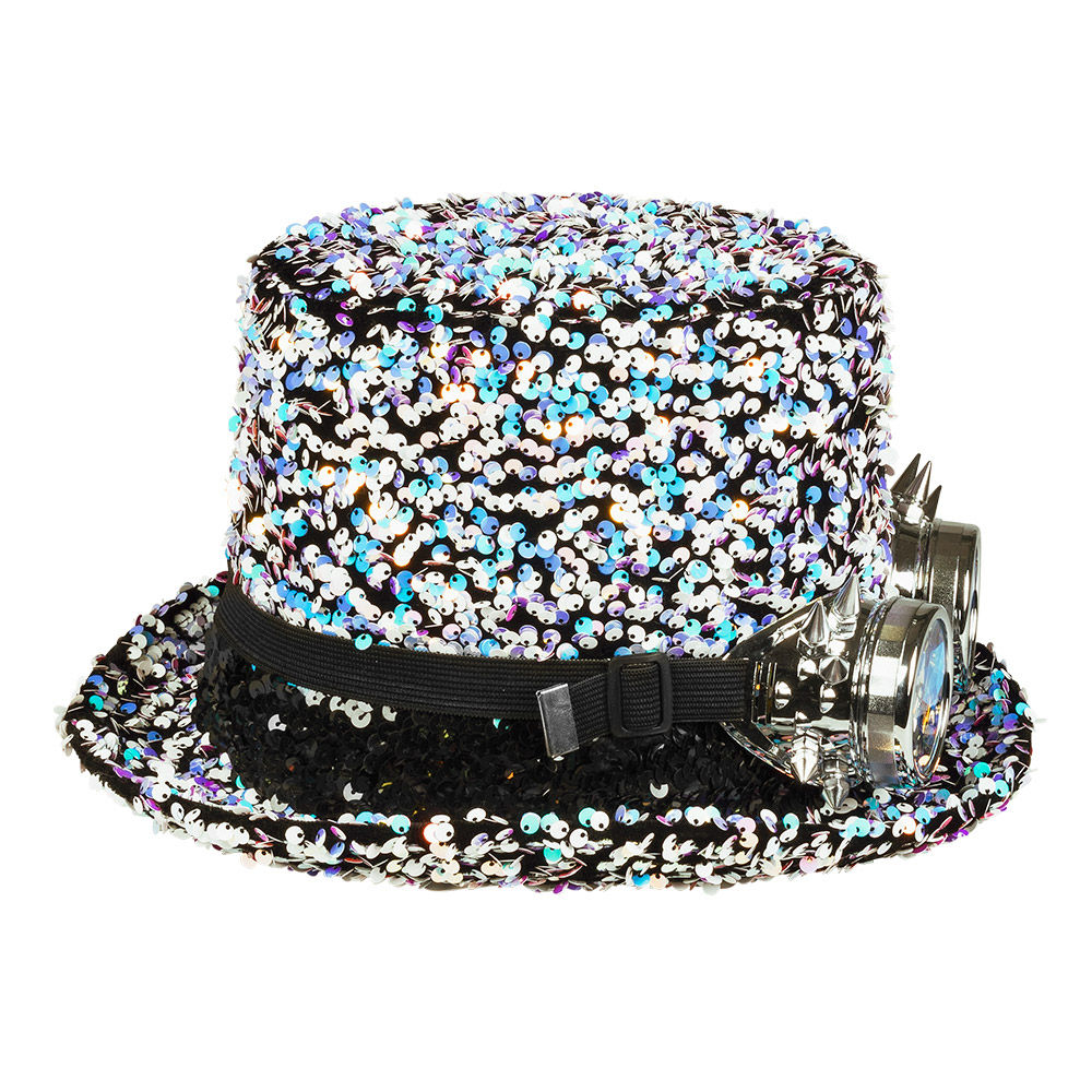 Silberglitzer Steampunk-Zylinder