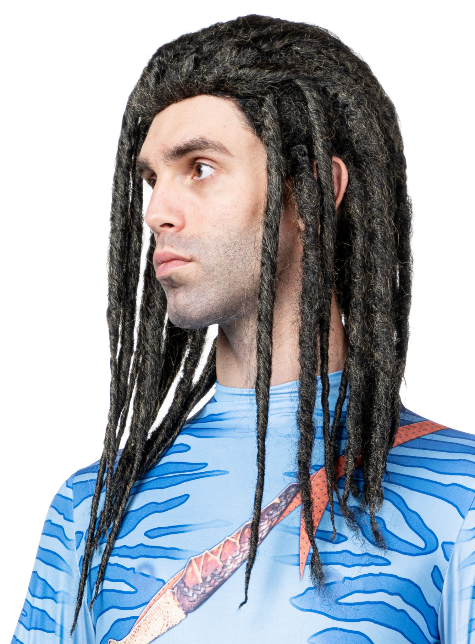 Blauwe stammenkrijer dreadlocks pruik