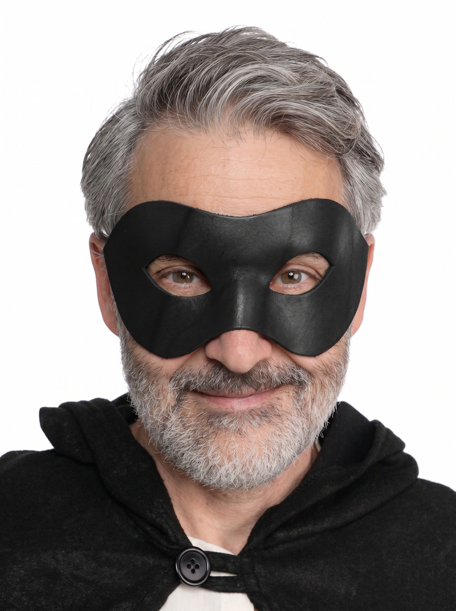 Colombina Liscia schwarz Venezianische Ledermaske