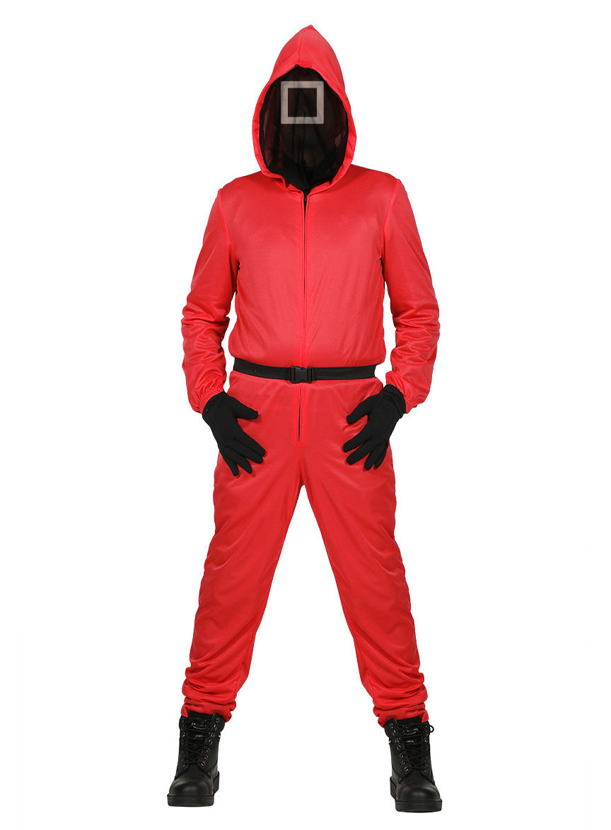 Squid Game Aufseher Overall mit integrierter Maske für Kinder