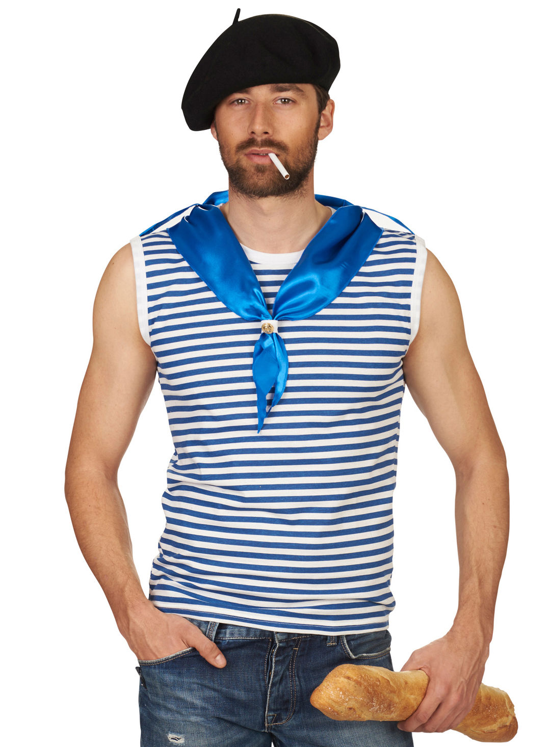 Mouwloos gestreept shirt met doek