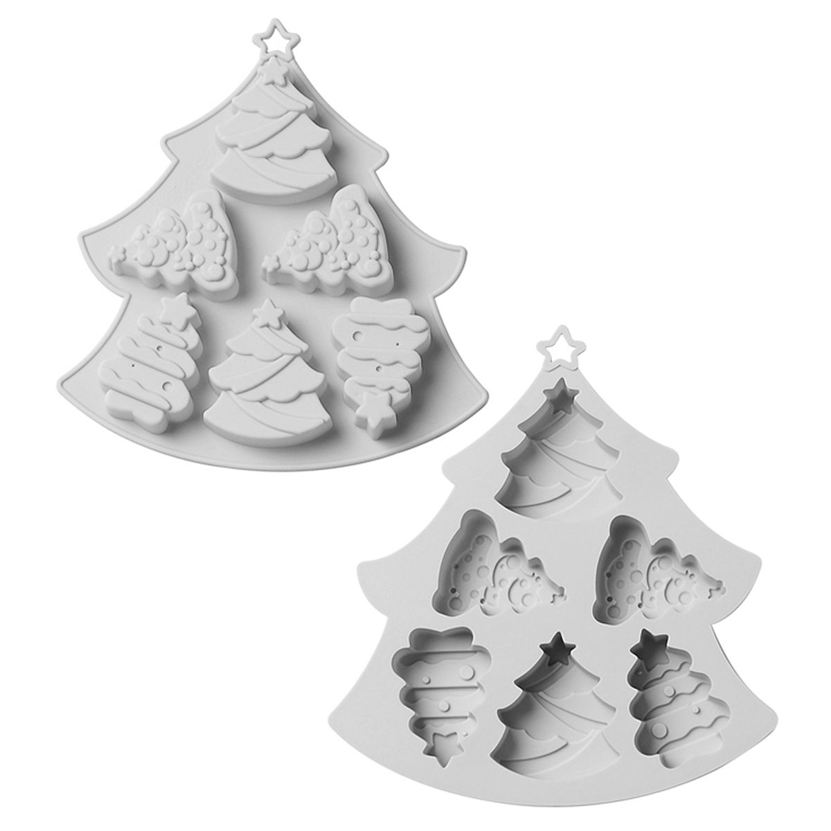 Weihnachtsbäume Silikonform für Eiswürfel und zum Backen 6-fach