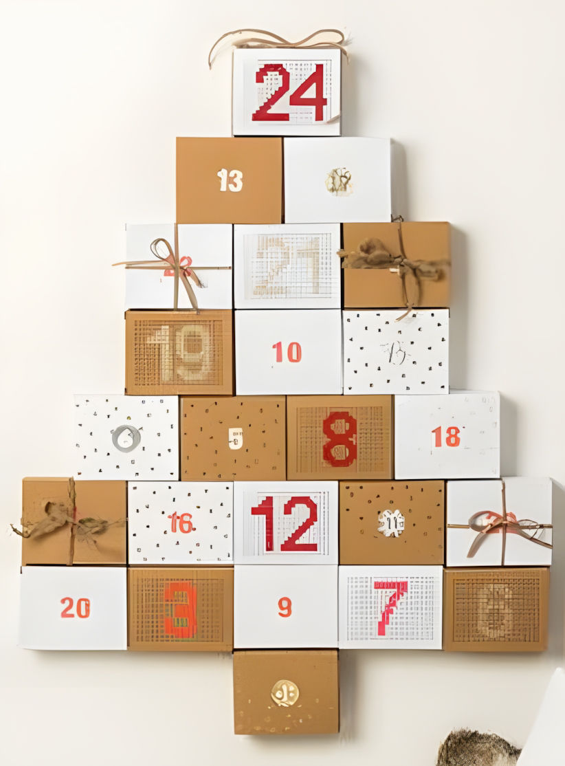 24 adventskalenderdoosjes – wit