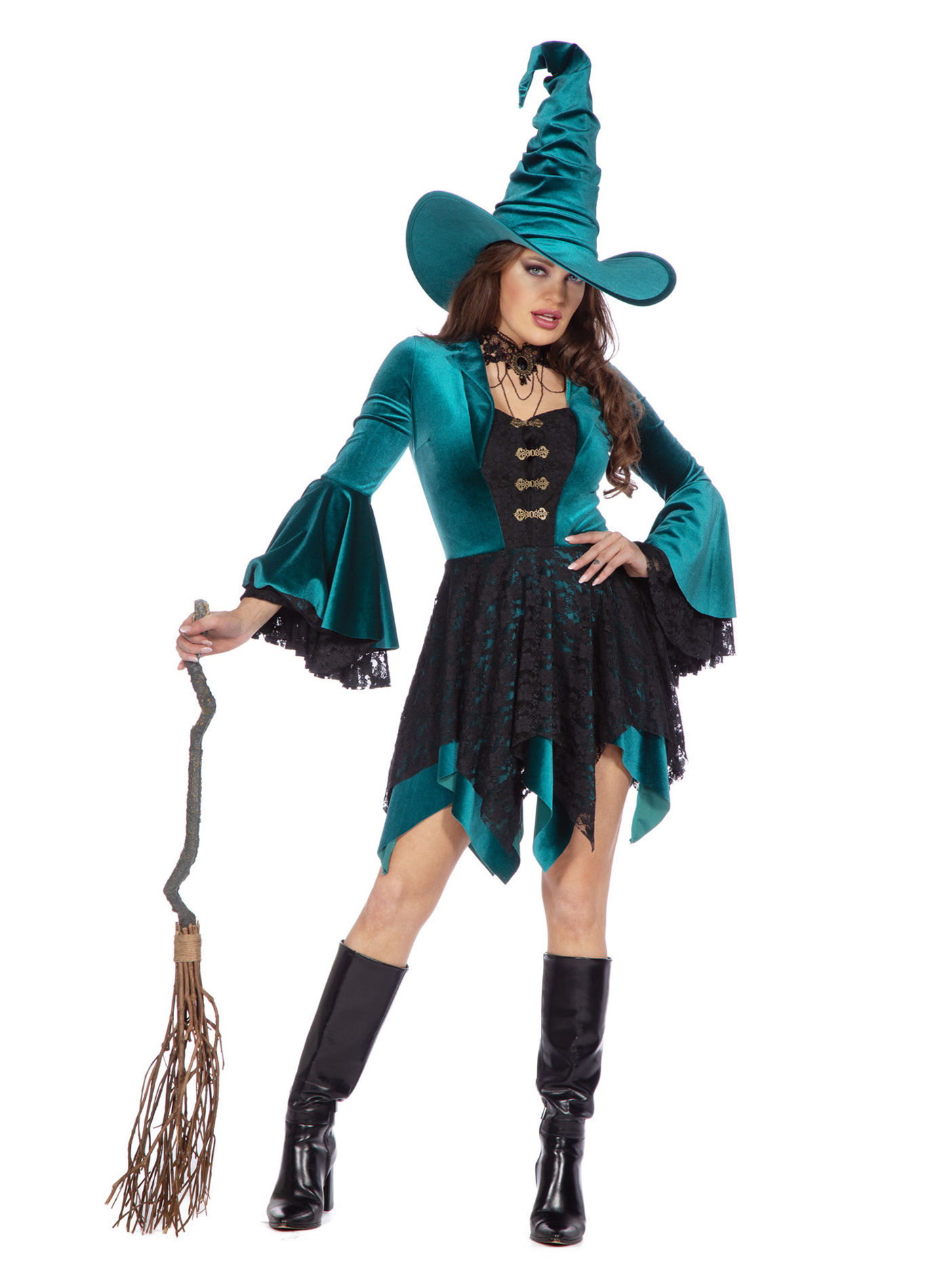 Heksenjurk van turquoise fluweel