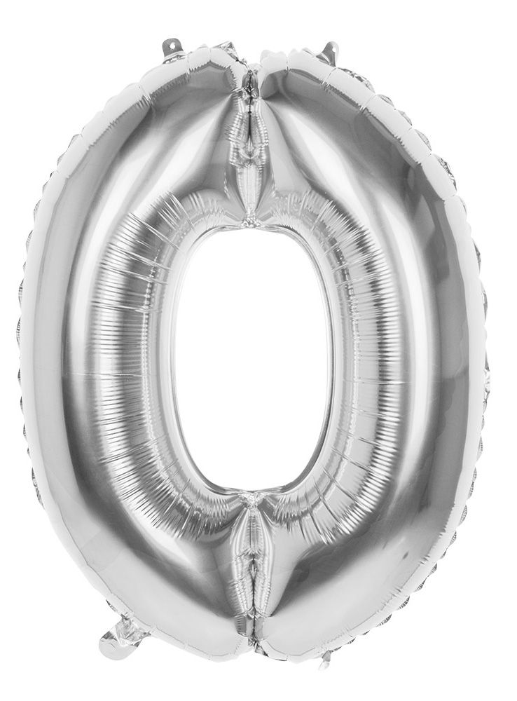 Folieballon cijfer 0 zilver 86 cm