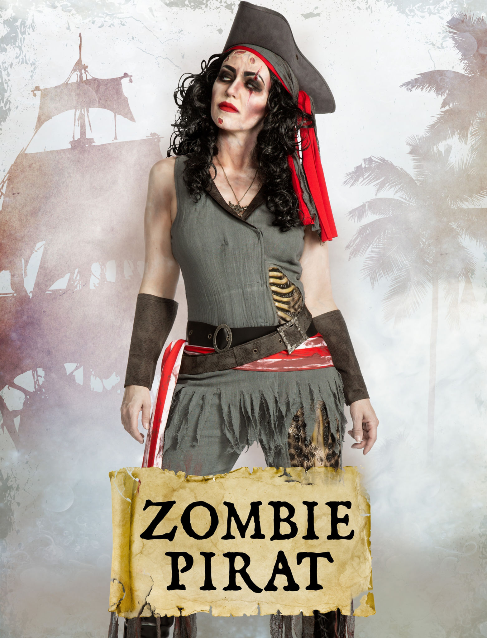 Zombie Piratin Perücke