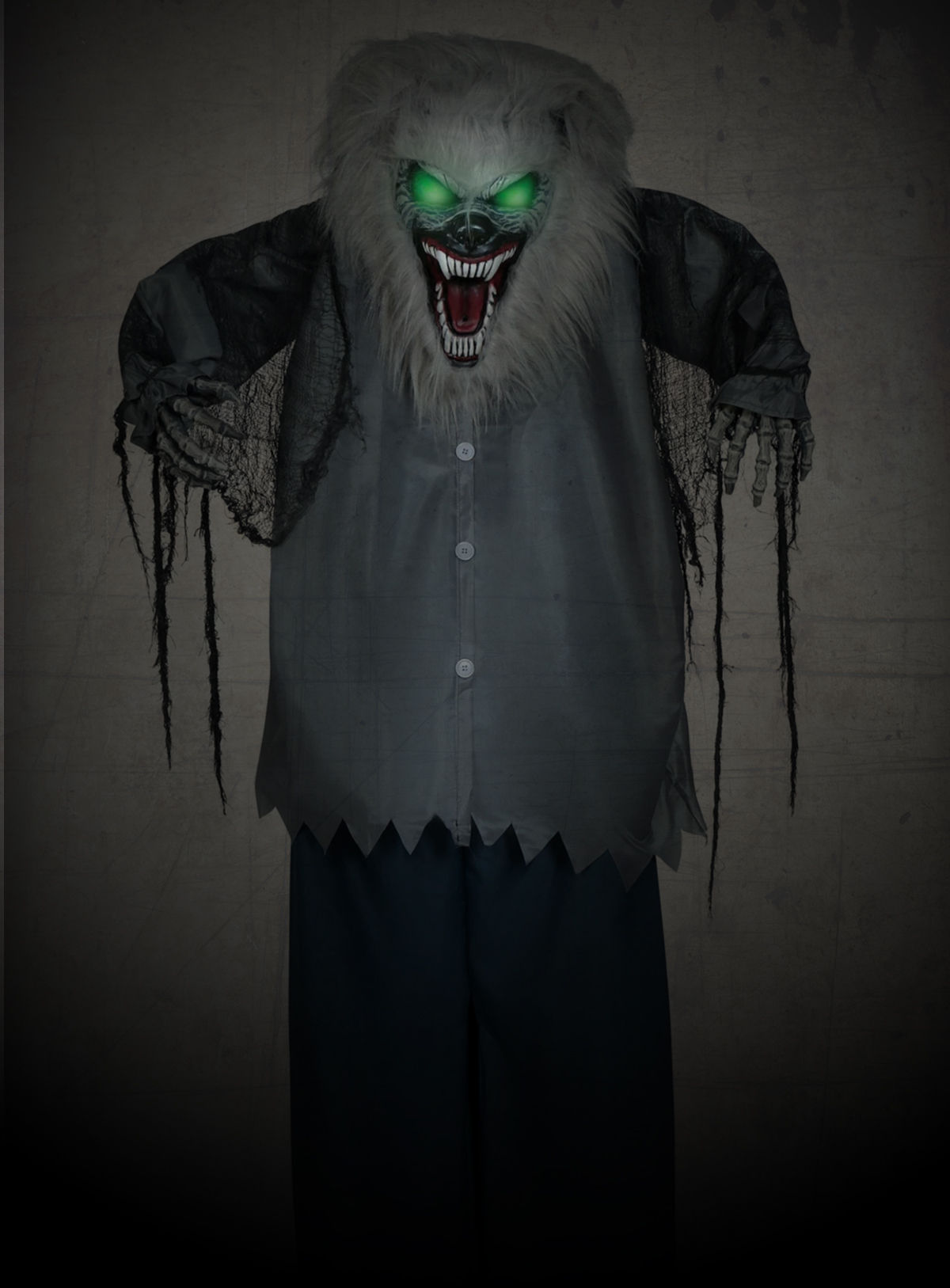Wütender Werwolf – Halloweendeko mit Sound und Animation – 210 cm