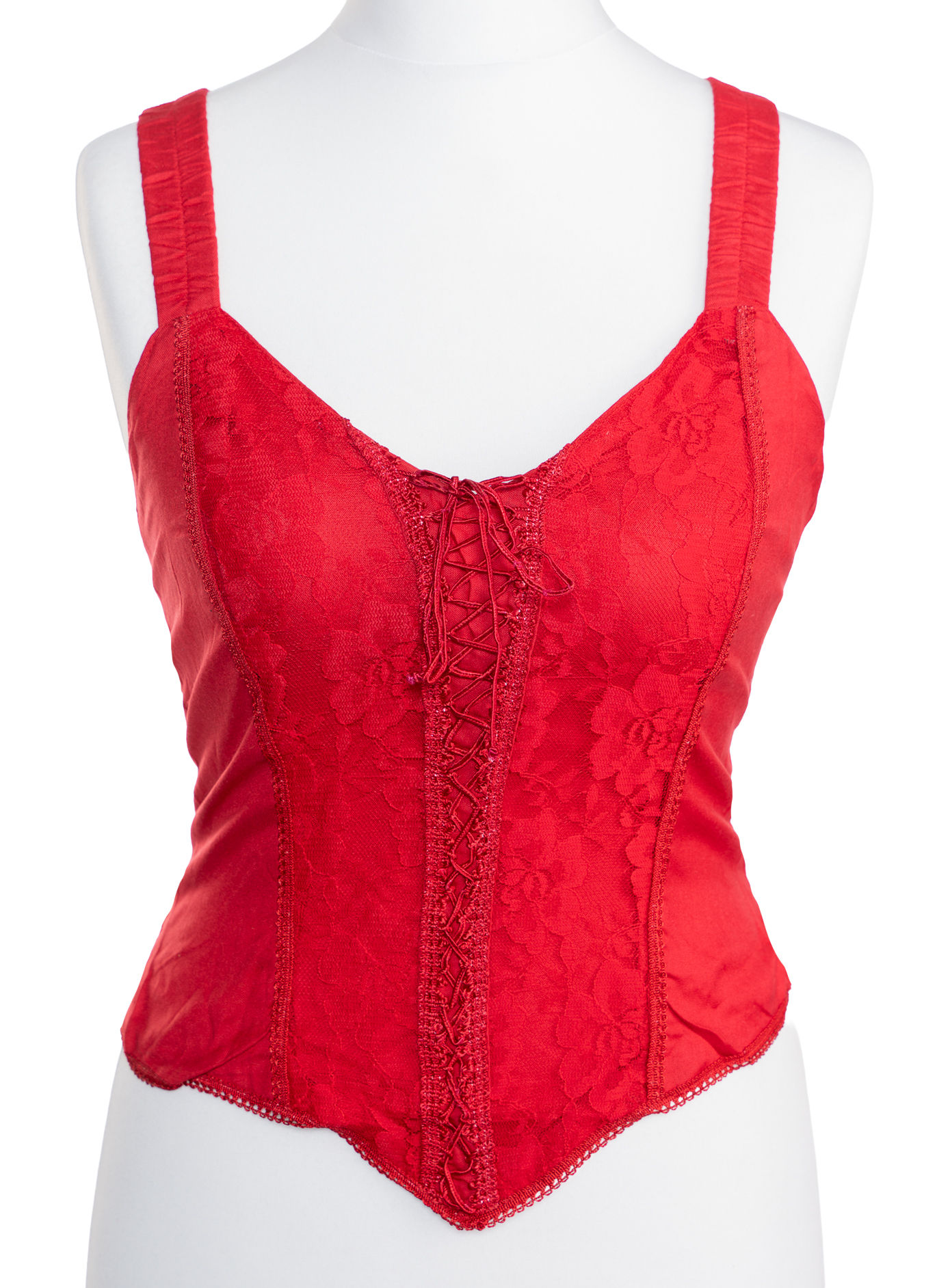 Klassisches Mieder mit floraler Spitze rot