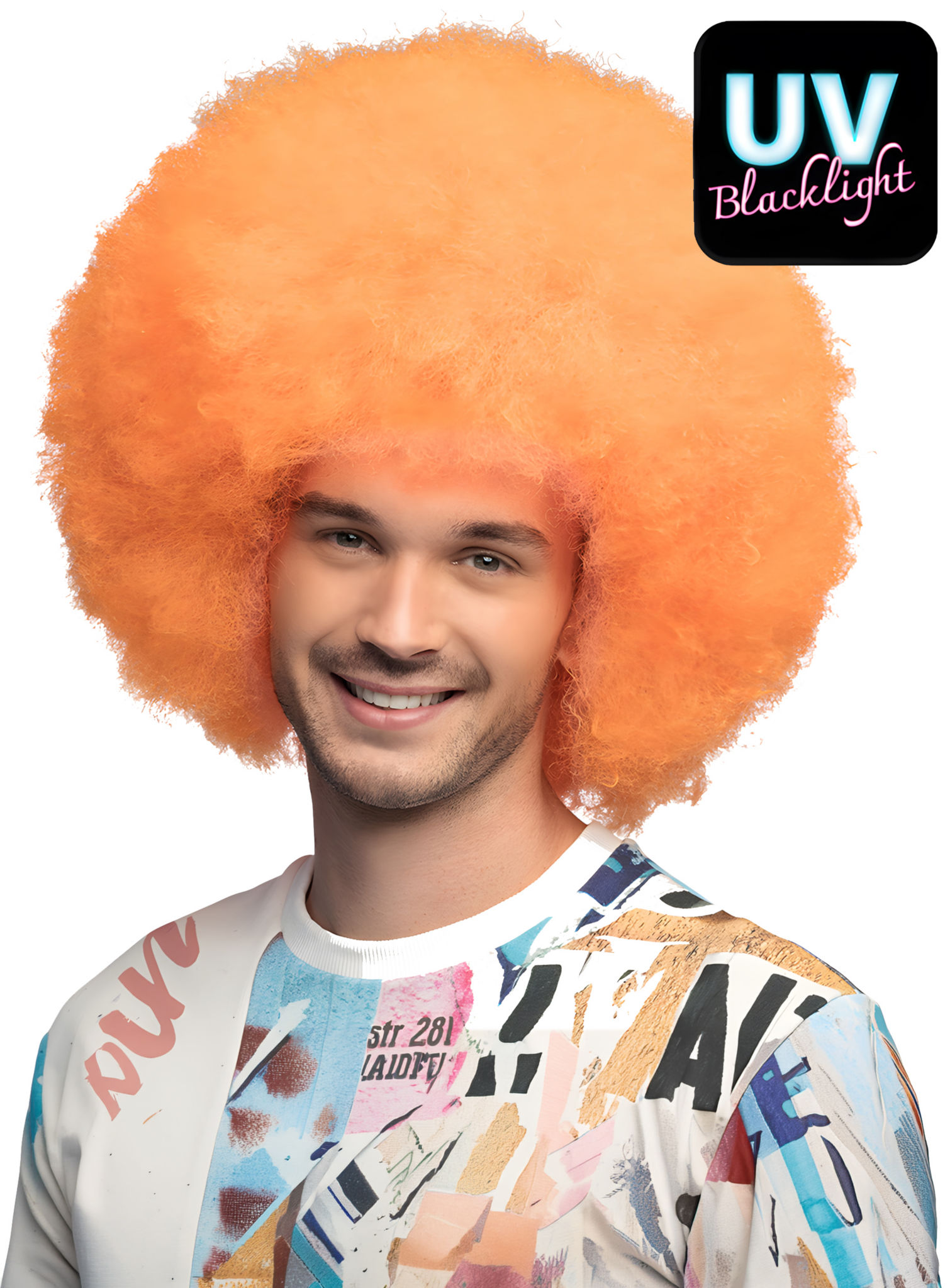 Suikerspin UV-pruik neonoranje