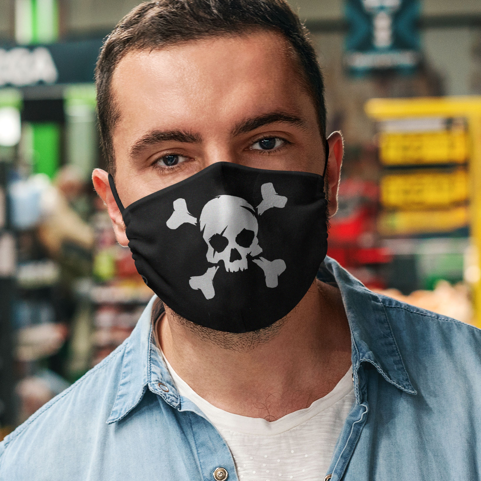 Stoffen masker doodshoofd piraat