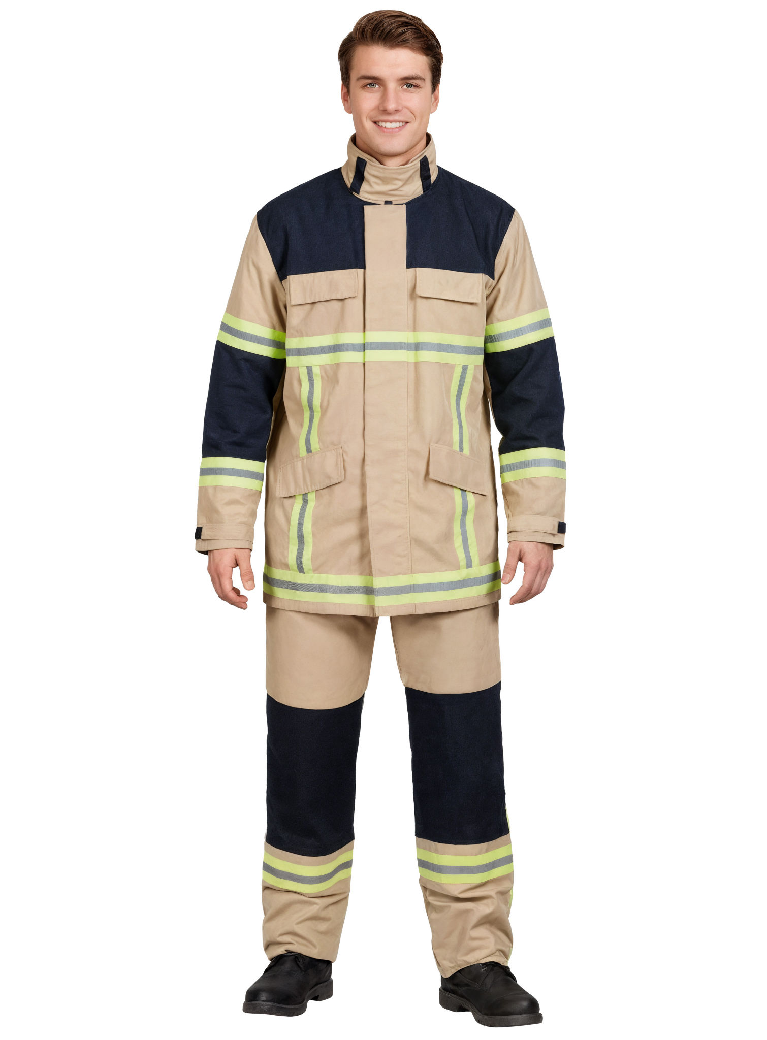 Feuerwehr Kostüm für Erwachsene sandfarben