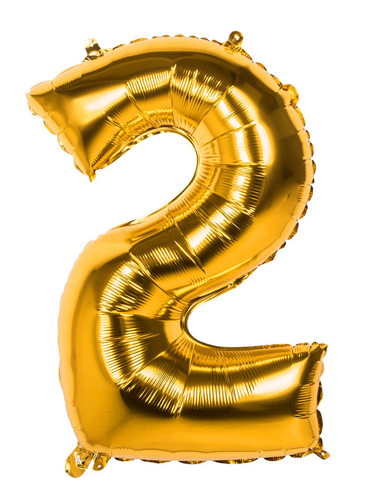 Folienballon Zahl 2 gold 86 cm