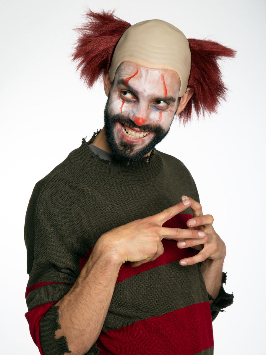 Killerclown Kopfteil mit Perücke