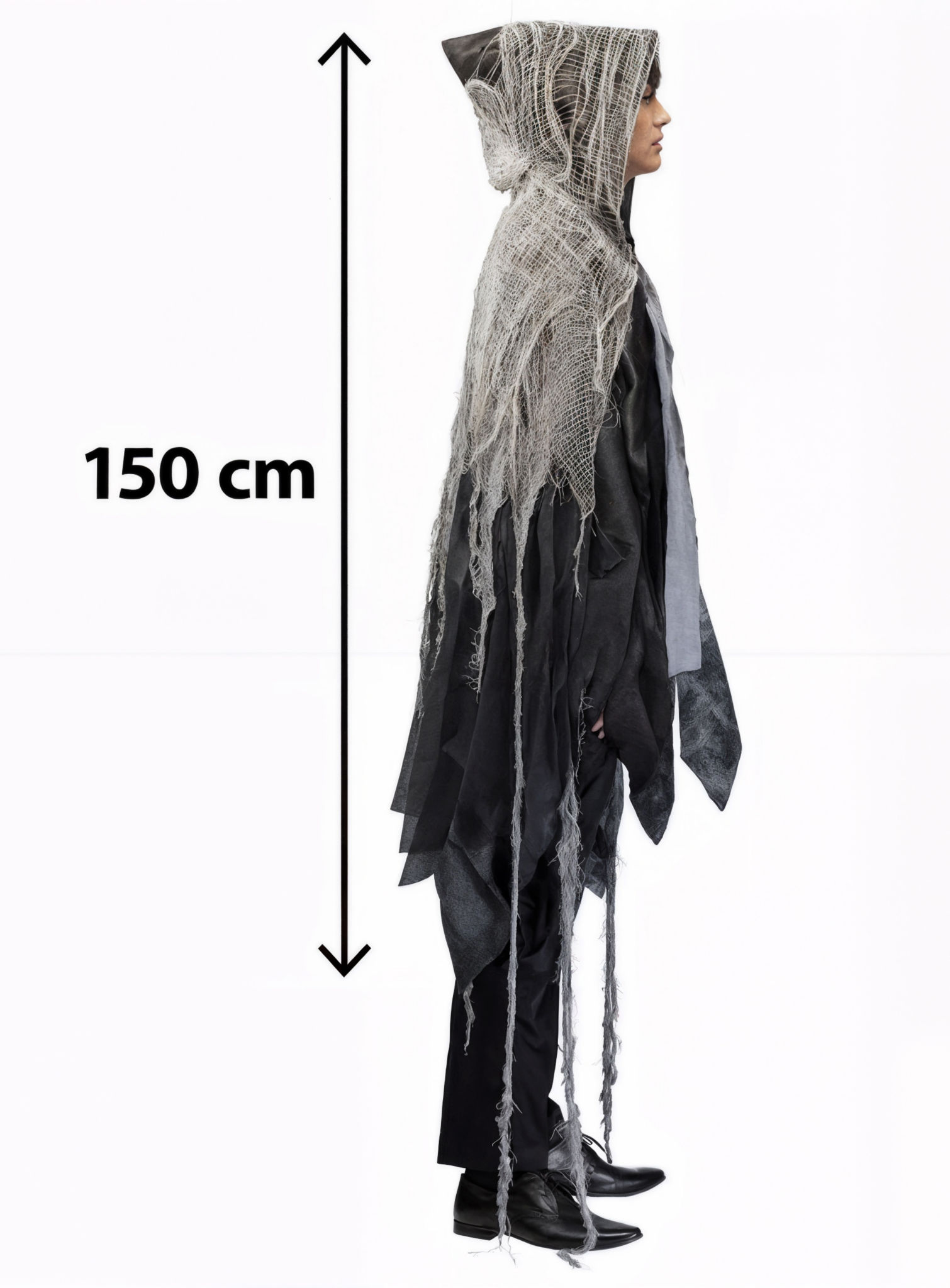 Gothic Cape grau-schwarz