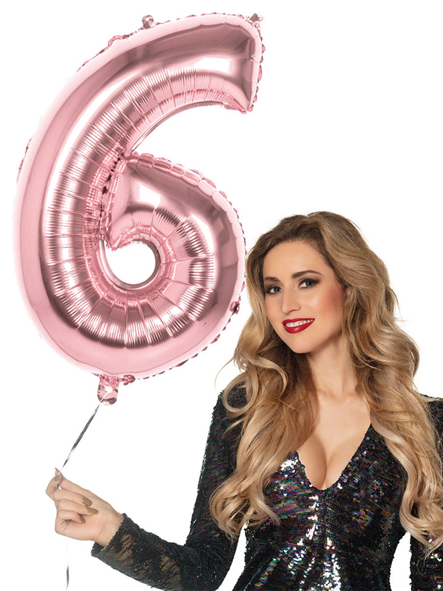 Folienballon Zahl 6 rosegold 86 cm