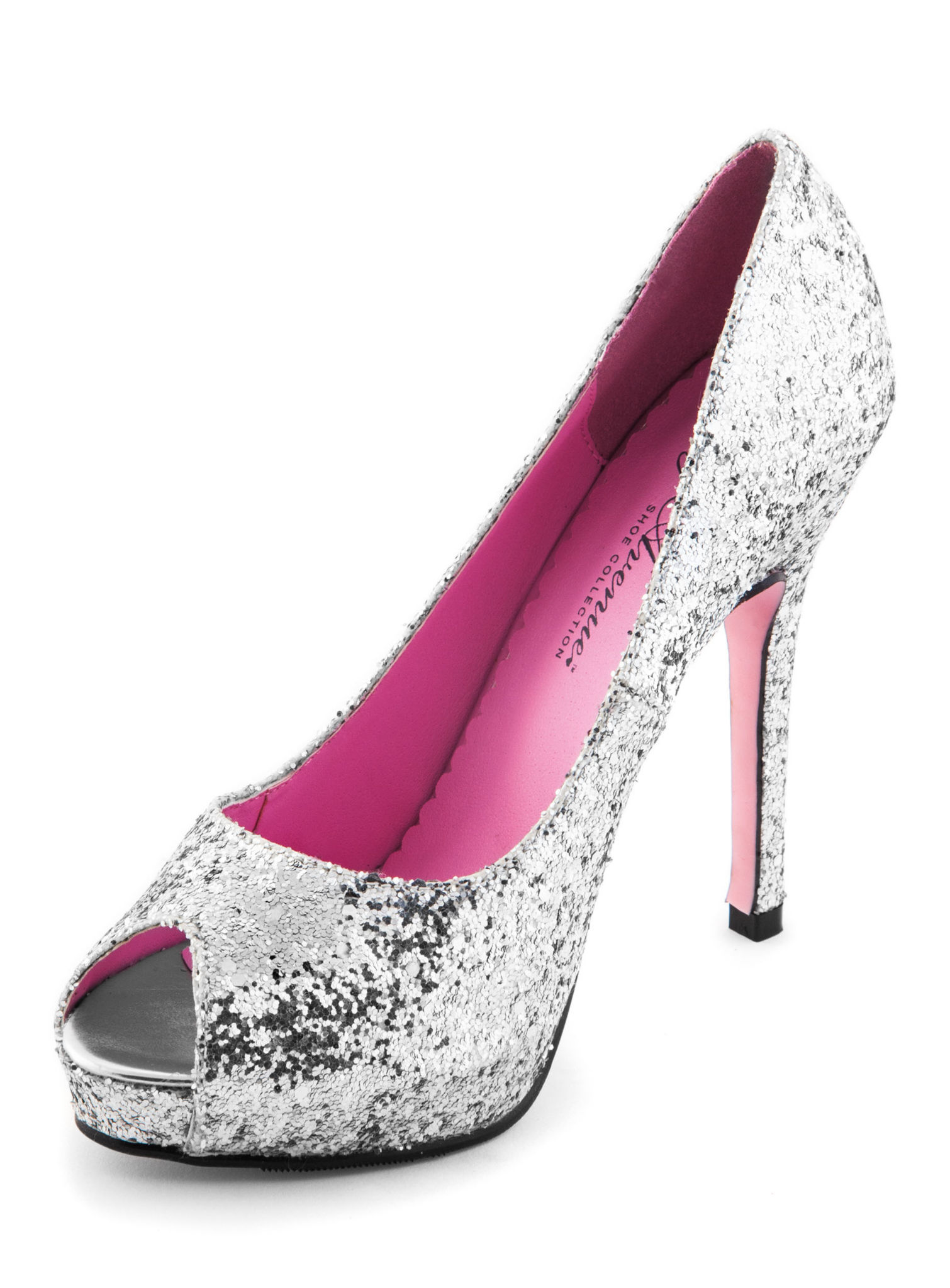 Glitzer Peeptoes silber