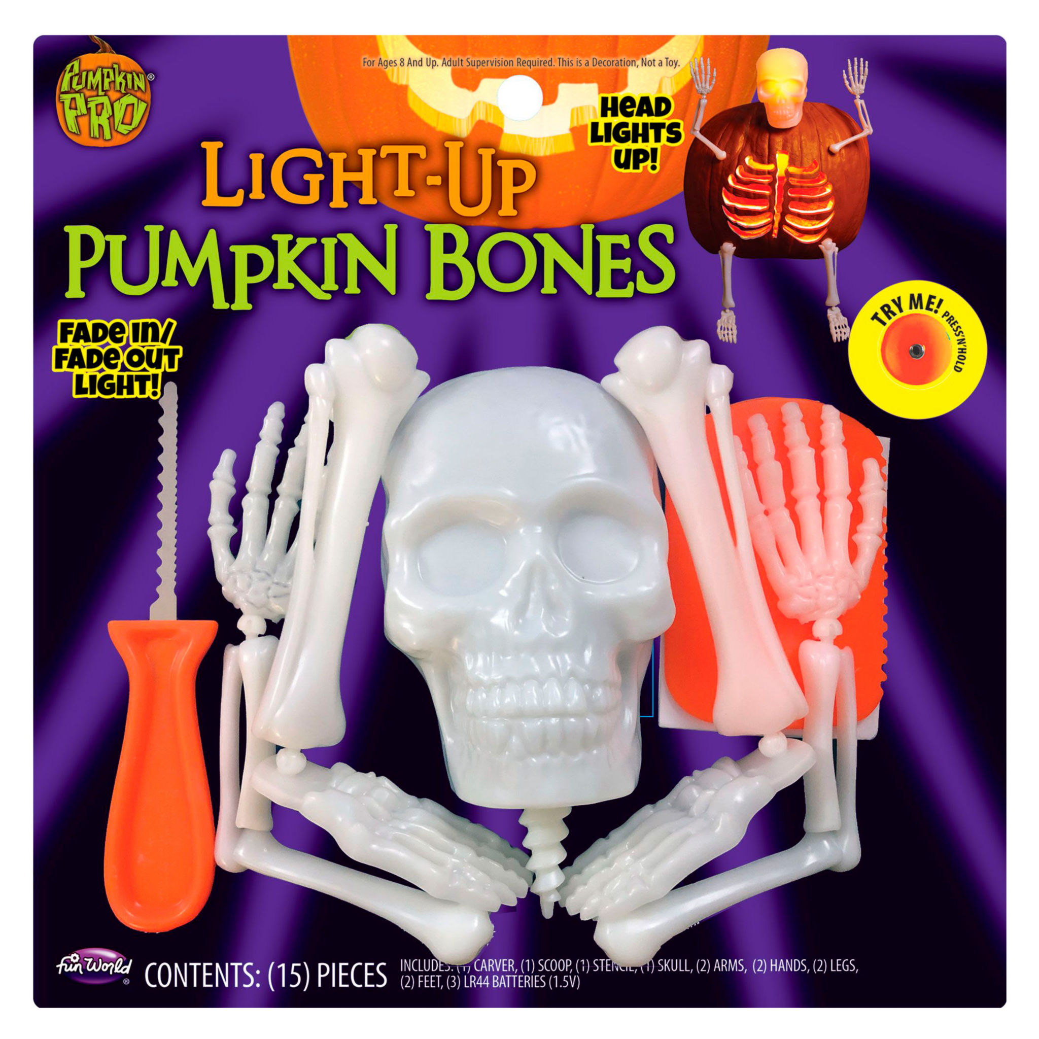 Leuchtskelett für Halloween-Kürbis