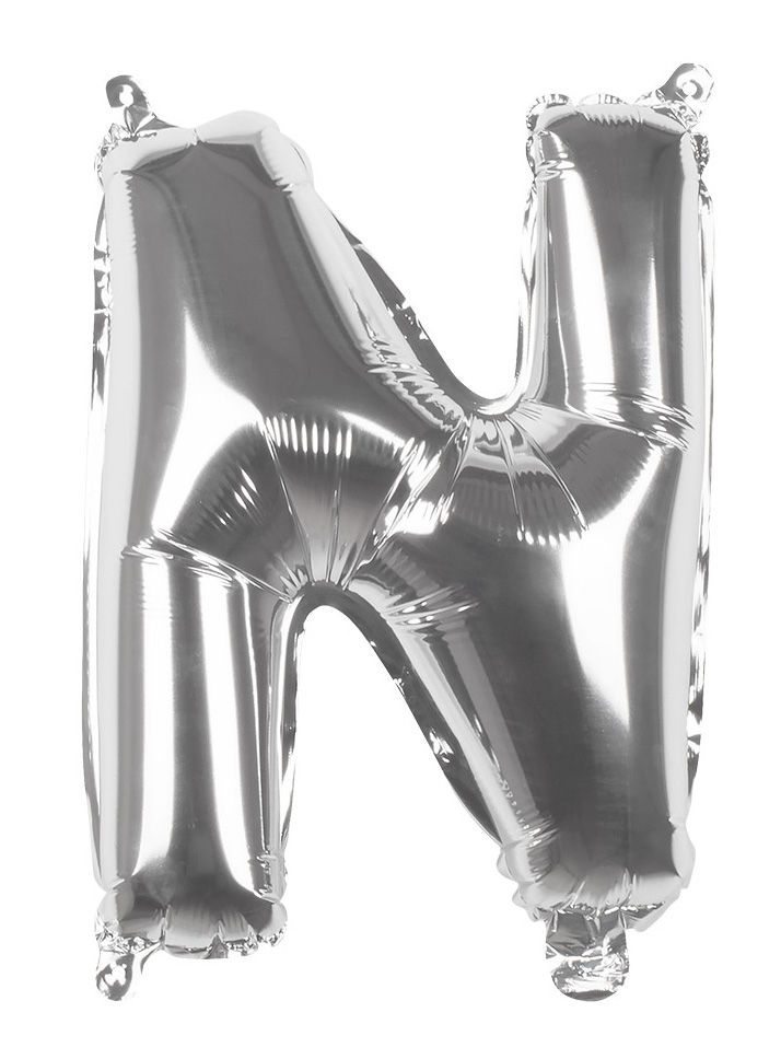Folienballon Buchstabe N silber 36 cm
