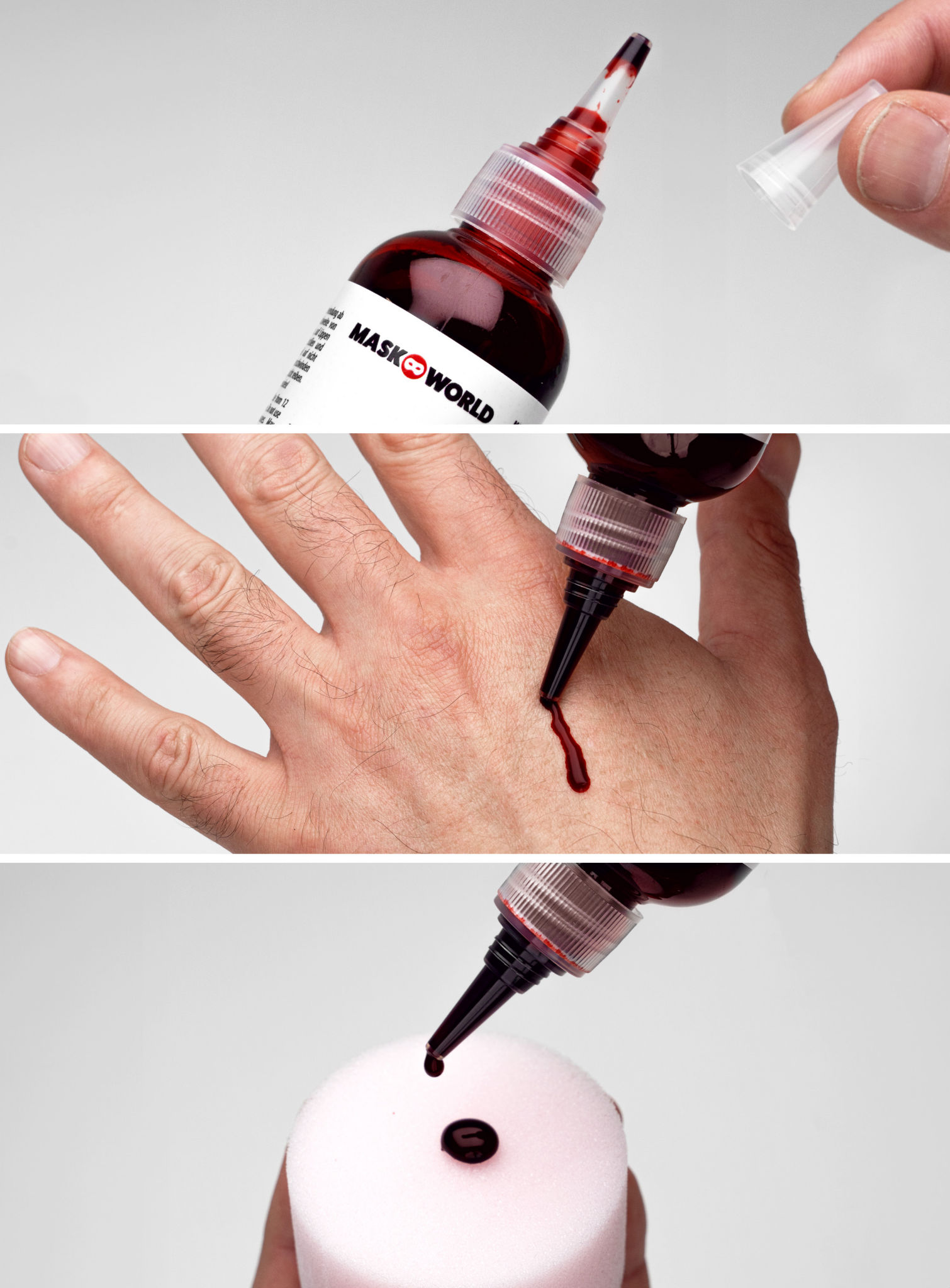 Kunstblut Flasche mit Dosierspitze 50 ml / 100 ml