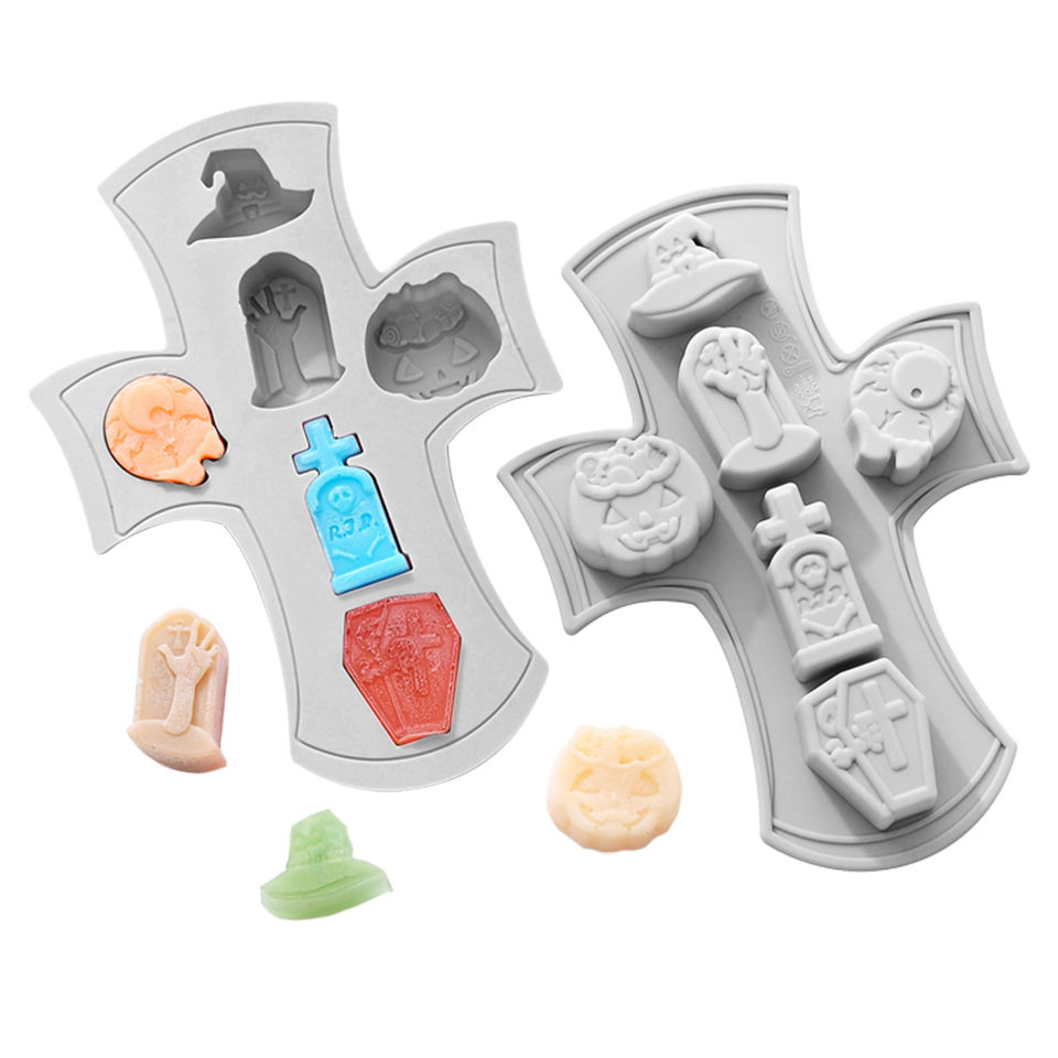 Halloween Symbole Silikonform für Eiswürfel und zum Backen 6-fach