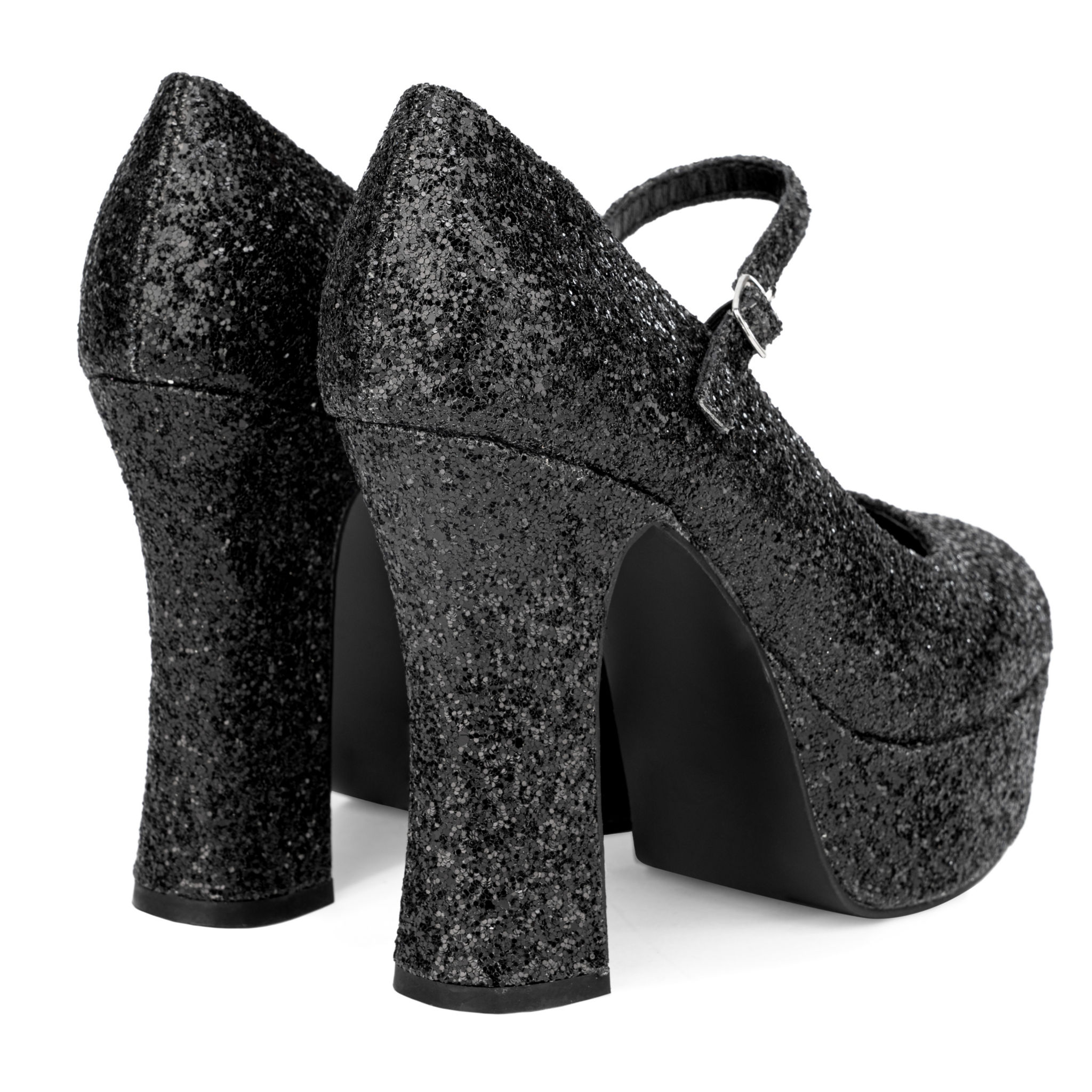 Plateau Schuhe glitter-schwarz