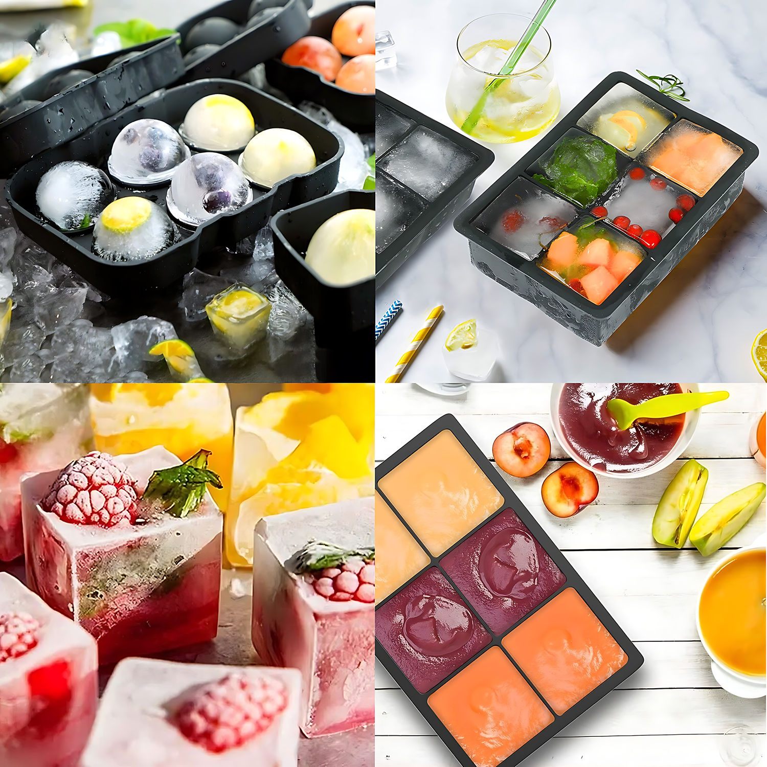 Riesen Quader und Kugel Eiswürfelform Set 12-fach