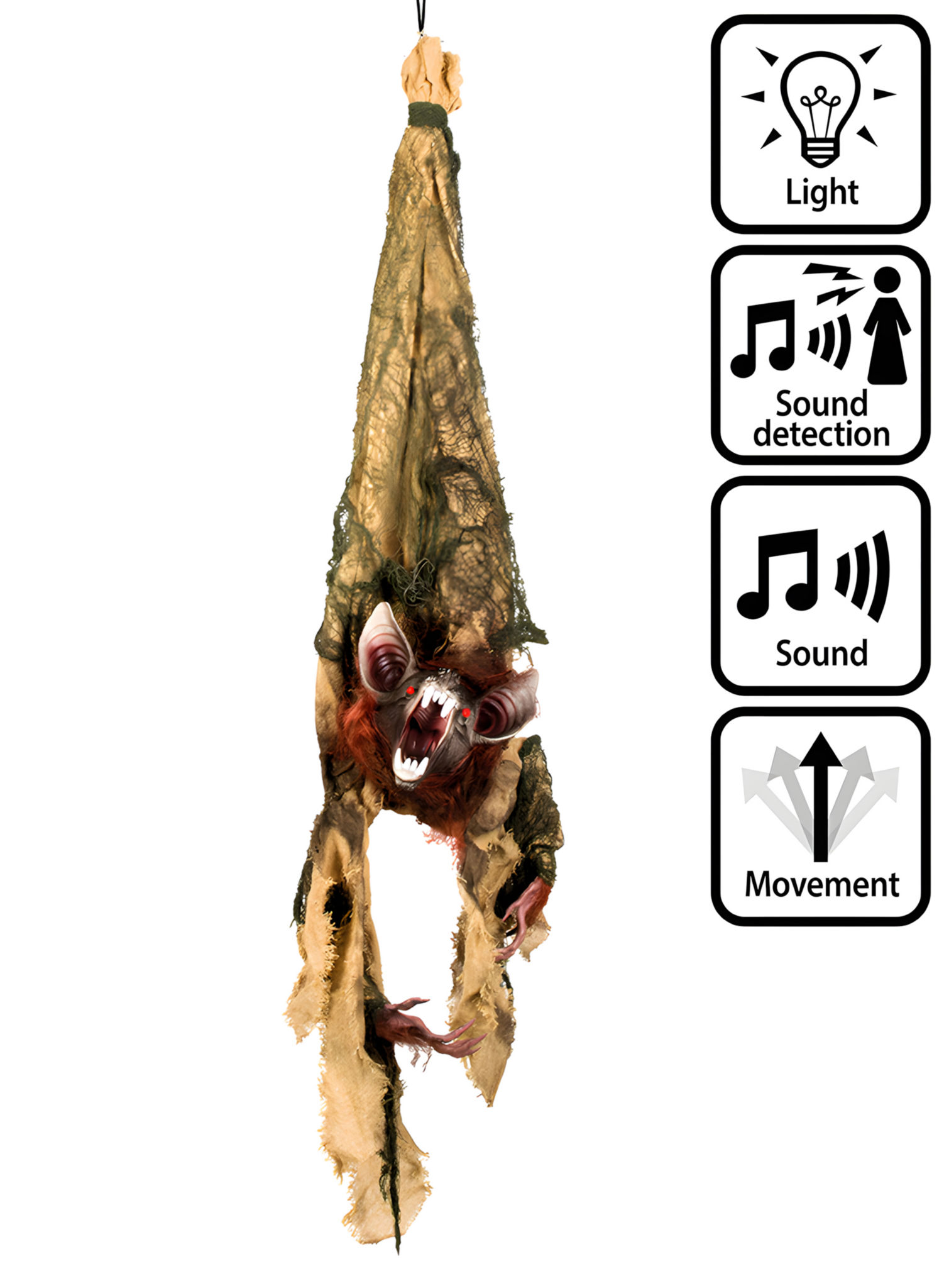 Zerfledderte Fledermaus Hängedekoration – 110 cm