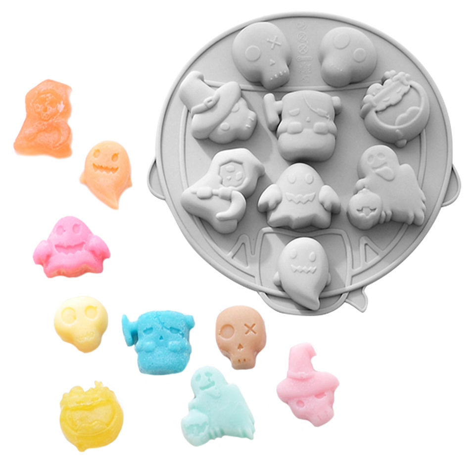 Halloween Geister Silikonform für Eiswürfel und zum Backen 9-fach
