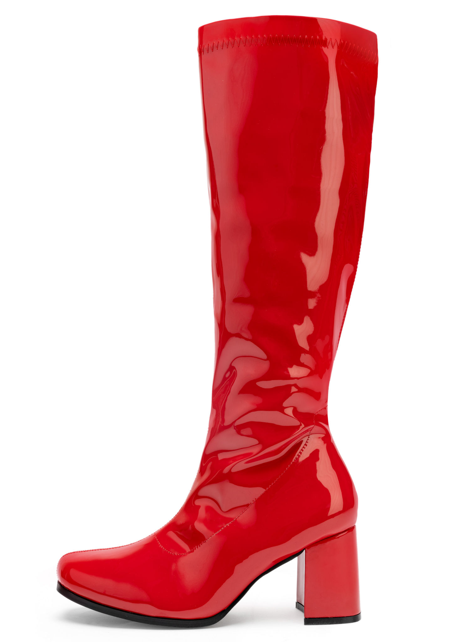 Schmalschaft Stiefel Stretchlack rot