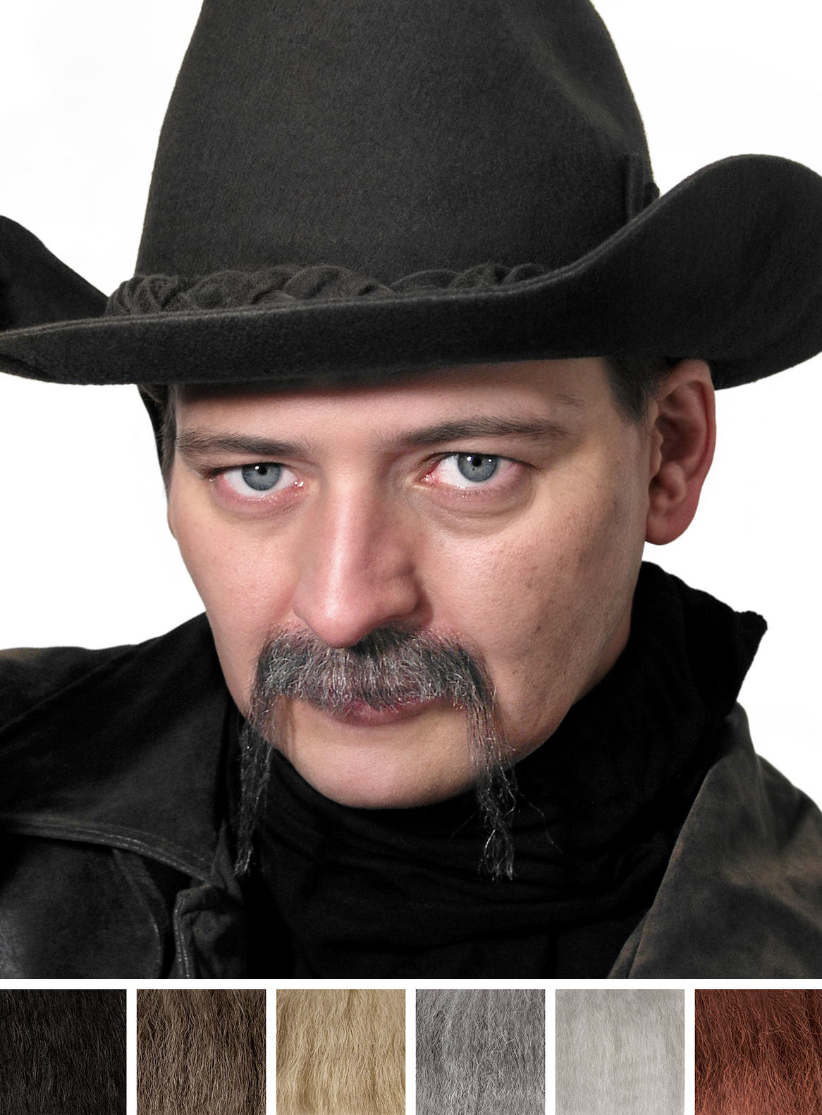 Schnurrbart Cowboy mit Echthaar Anteil