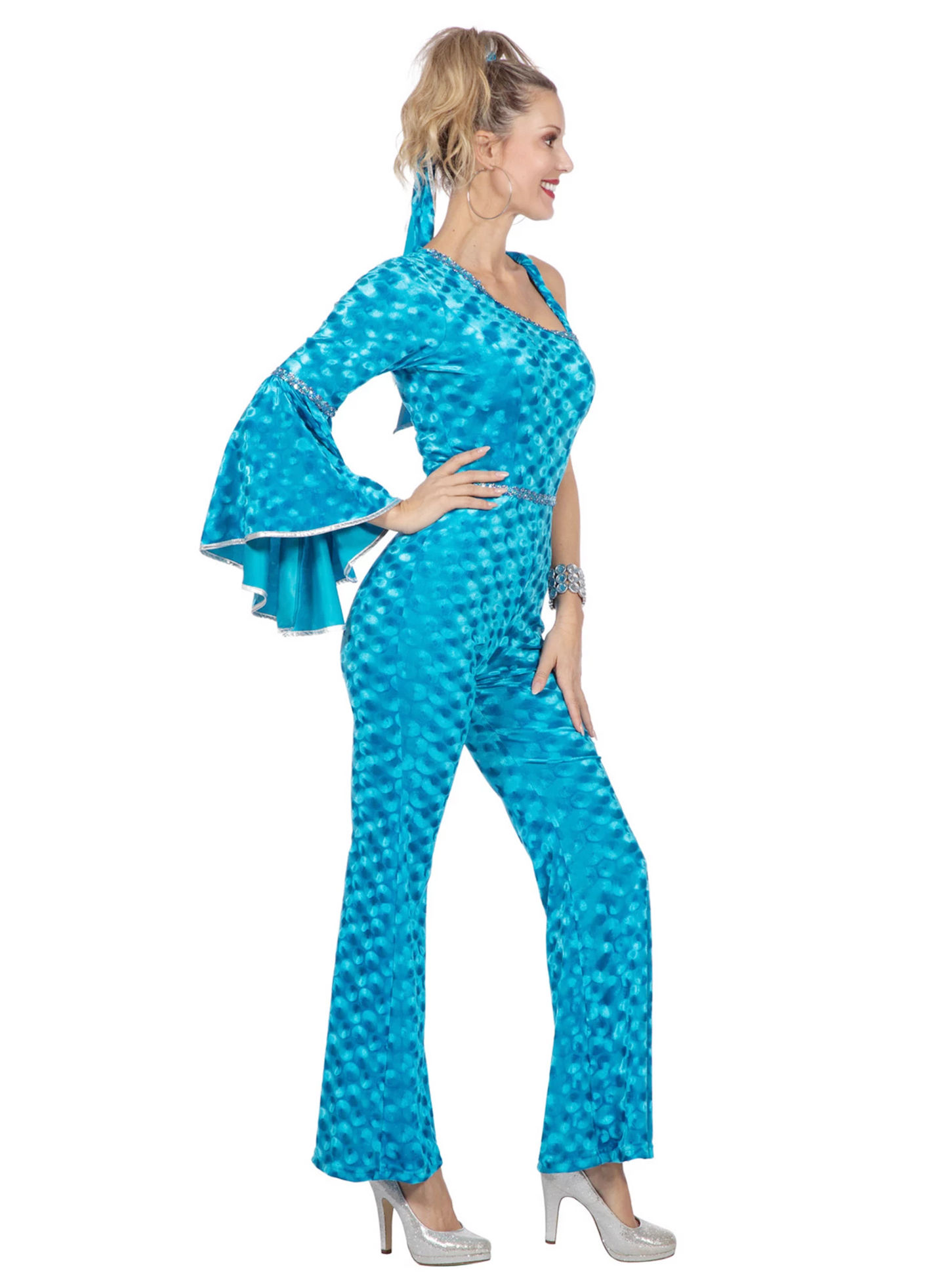 Samtweicher Disco Catsuit blau