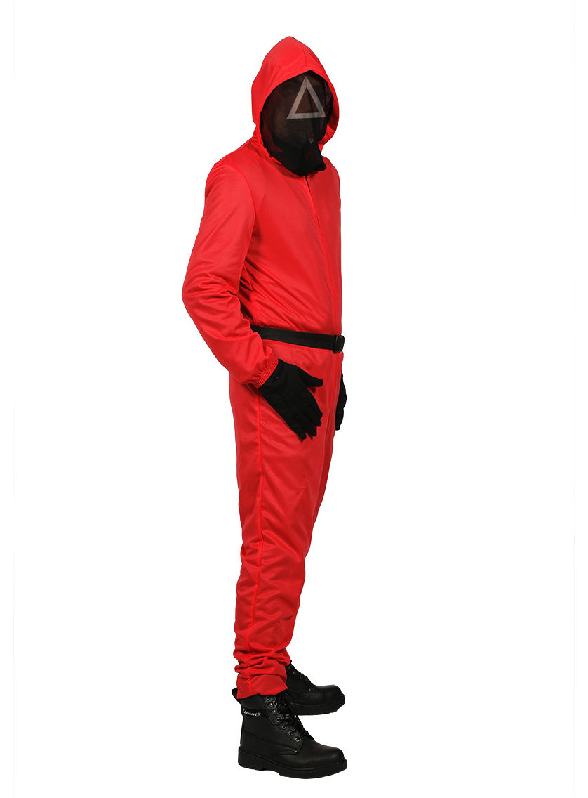 Squid Game Aufseher Overall mit integrierter Maske für Kinder
