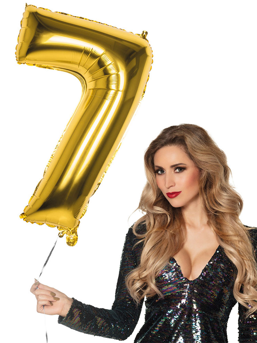 Folienballon Zahl 7 gold 86 cm