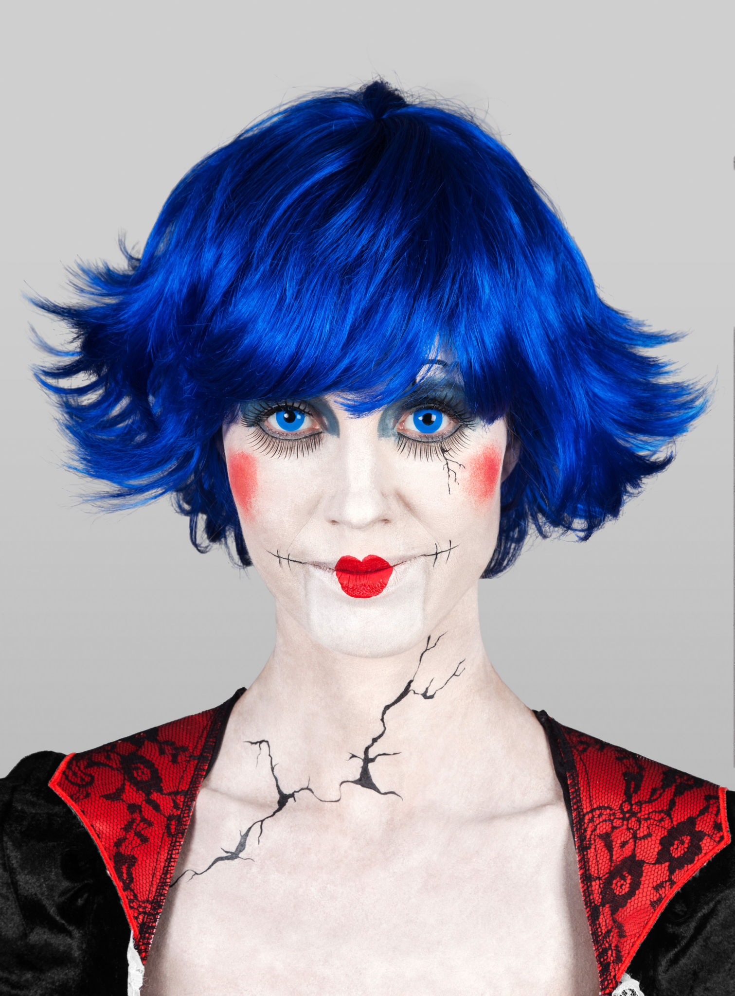Shaggy Cut Korte Pruik Blauw