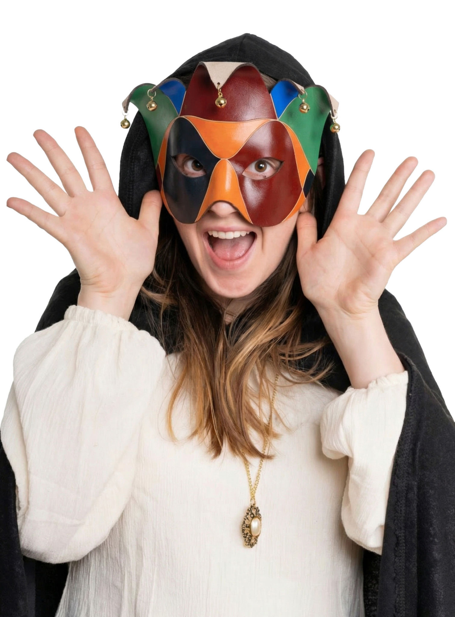 Colombina Joker Venezianische Ledermaske
