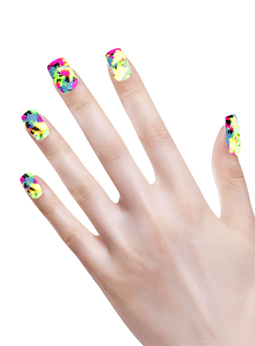 Neon Fingernägel Patchwork