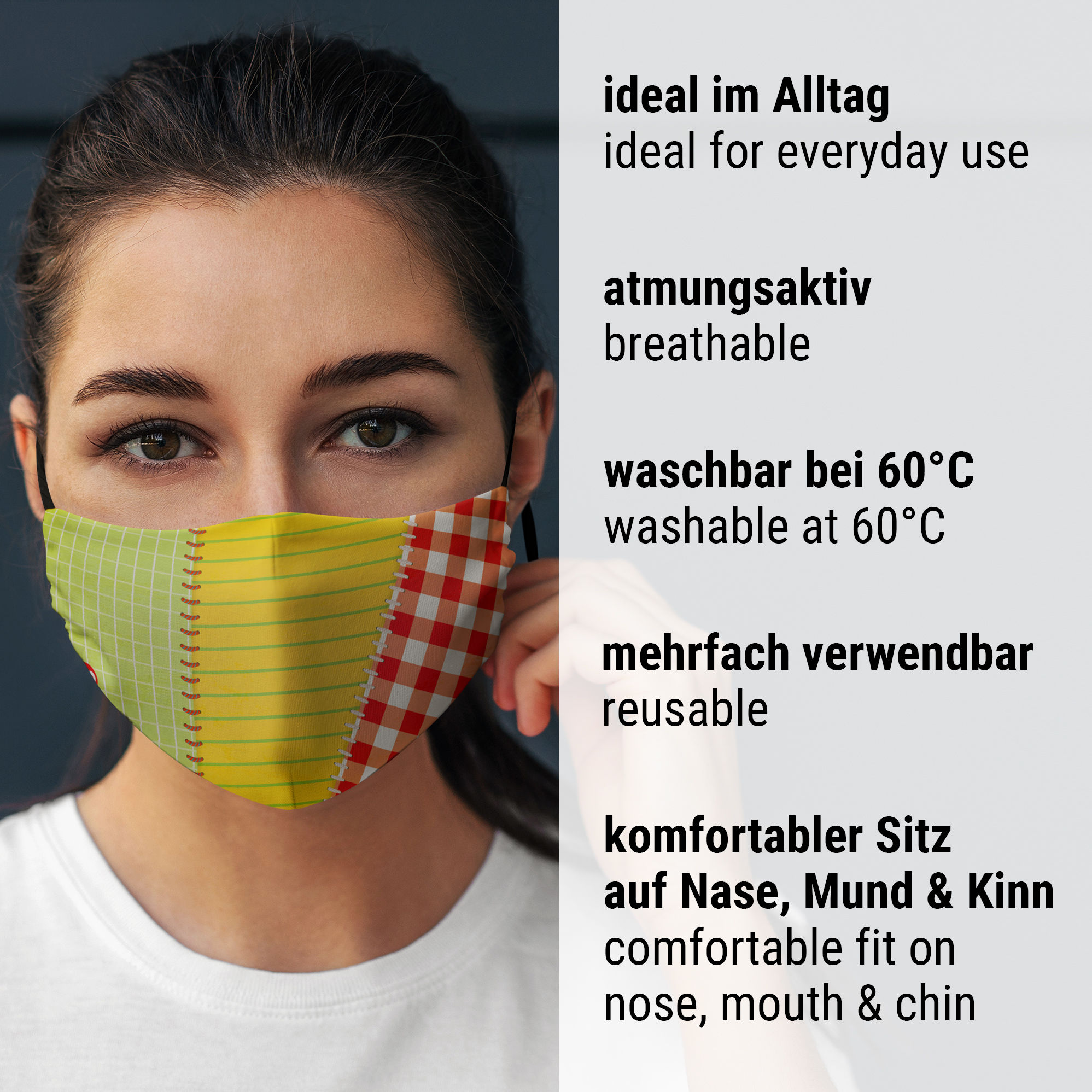 Stoffmaske für Kinder Patchwork Flickenstrumpf