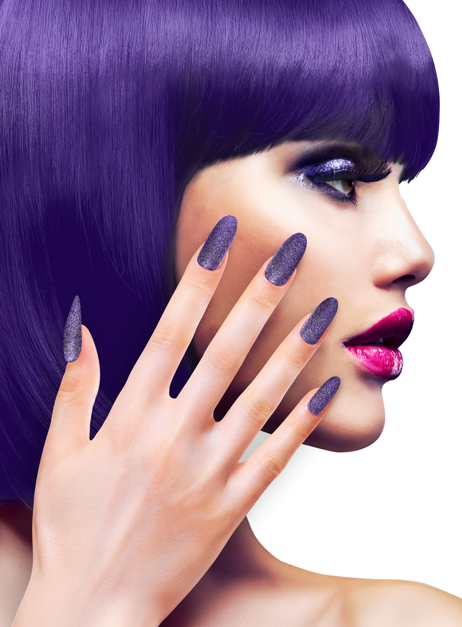 Glitzer Fingernägel violett