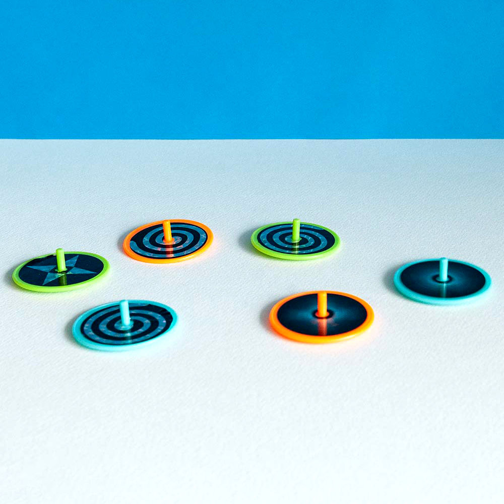 Holografische tollen in verschillende kleuren, 5 stuks