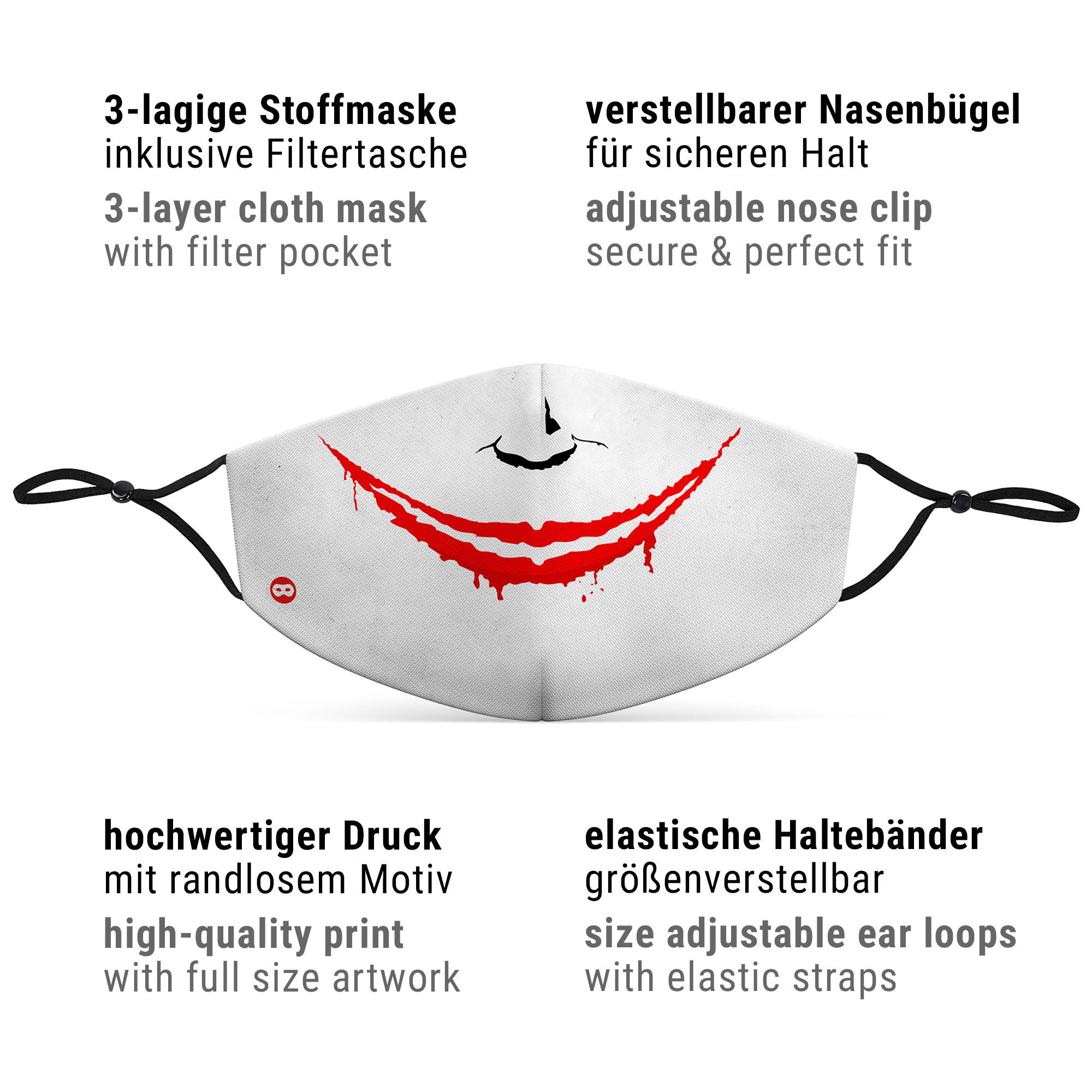 Stoffen masker Horror-Clown Why So Serious?