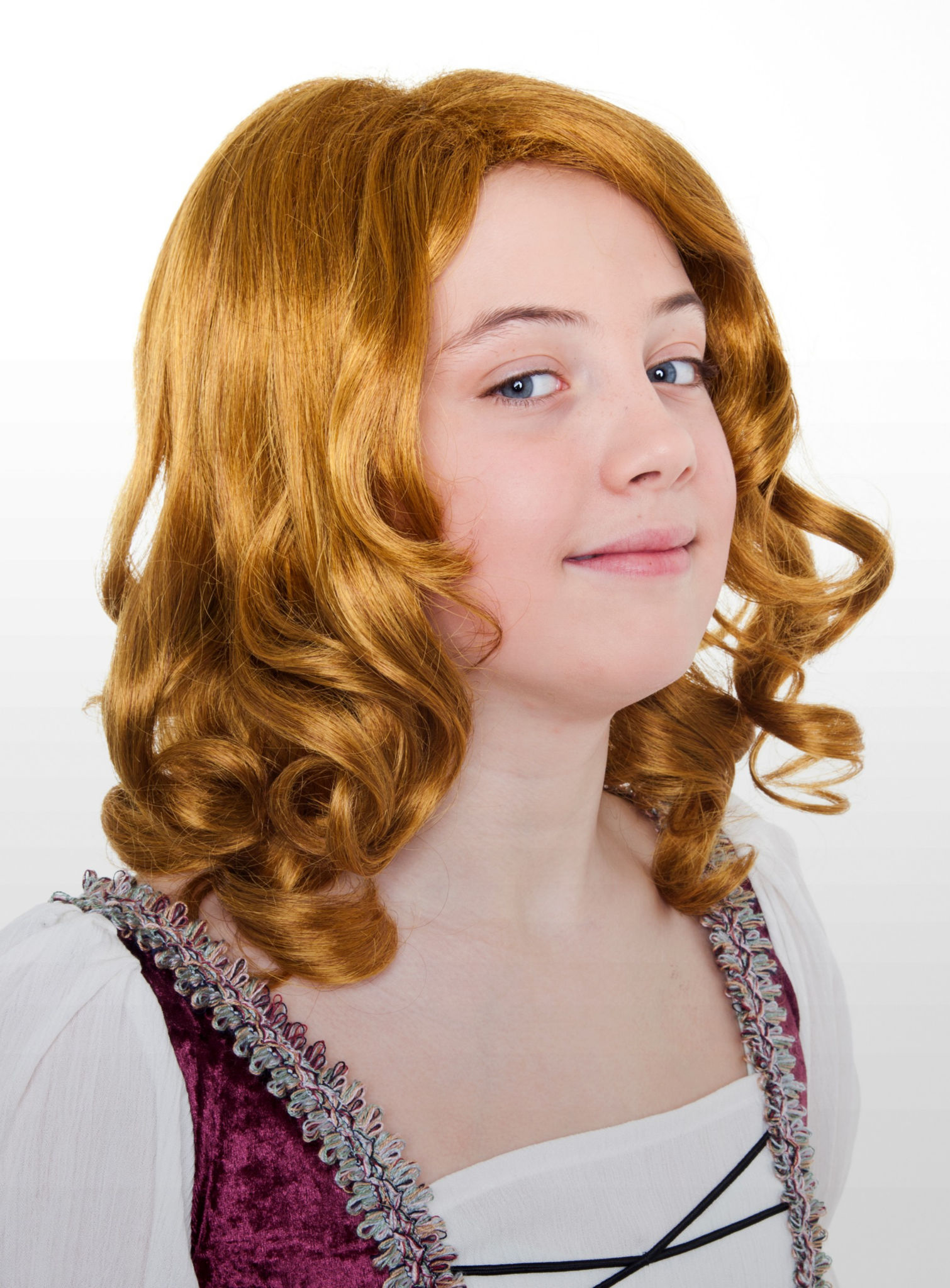 Schulterlange Kinderperücke rotblond