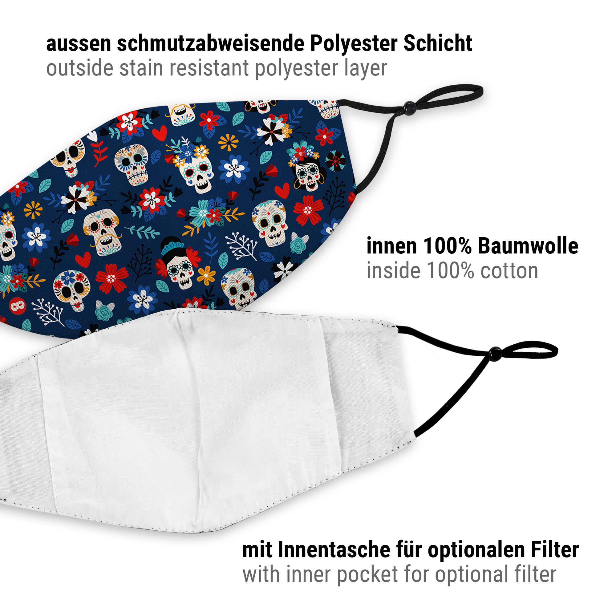 Stoffmaske Dia de los Muertos