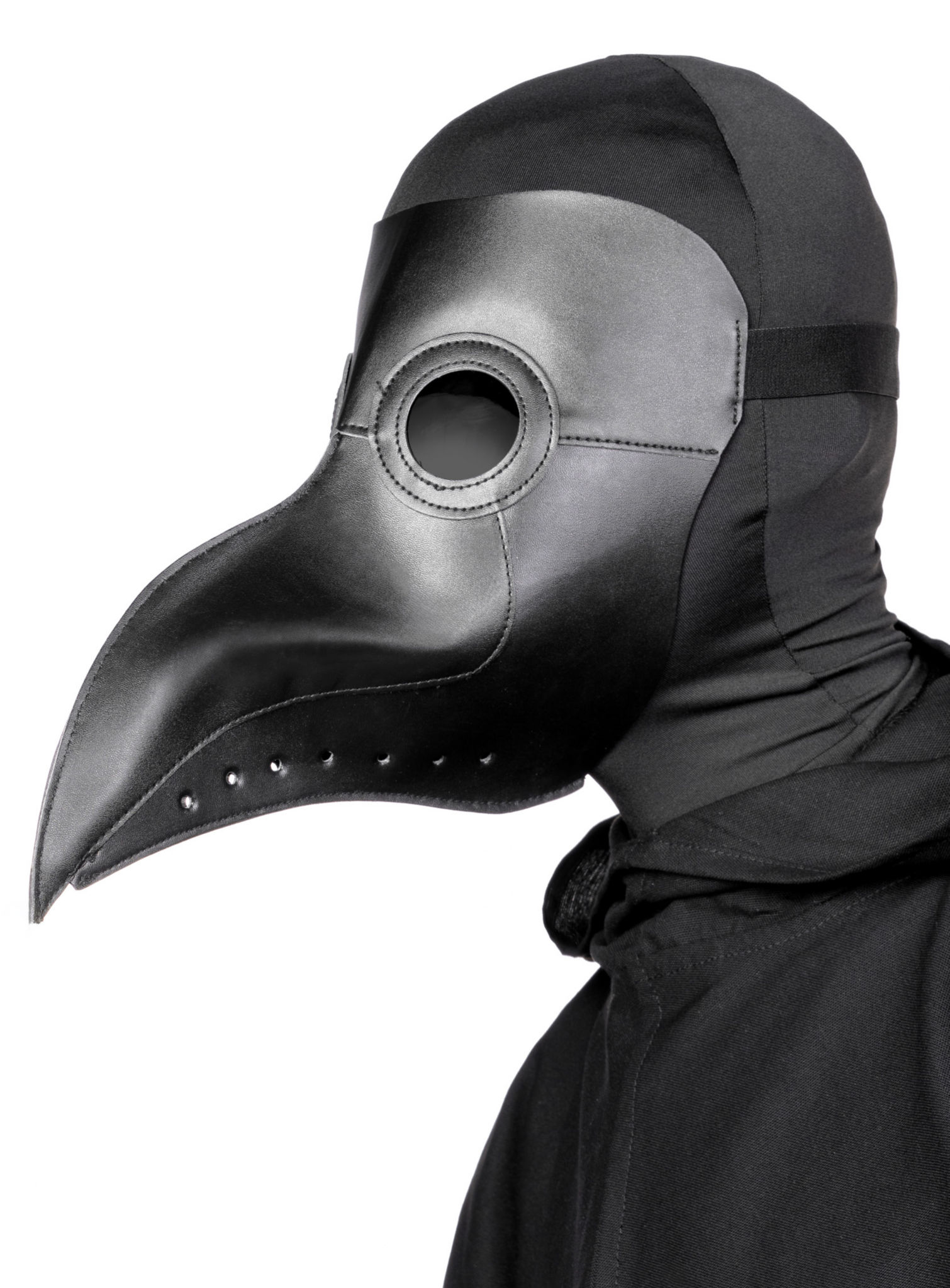 Schwarze Pestdoktor Maske aus Kunstleder
