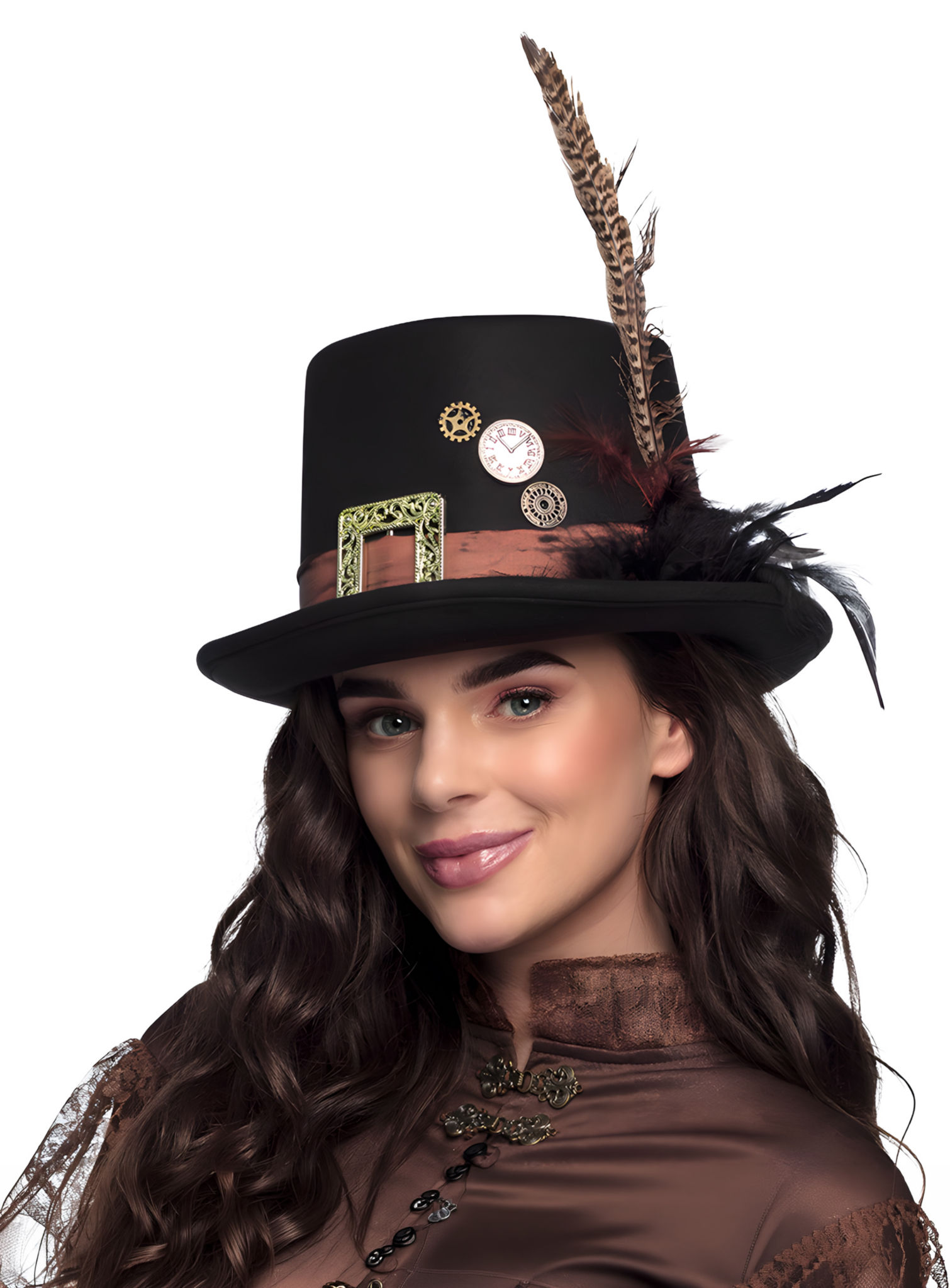 Gefiederter Steampunk Hut