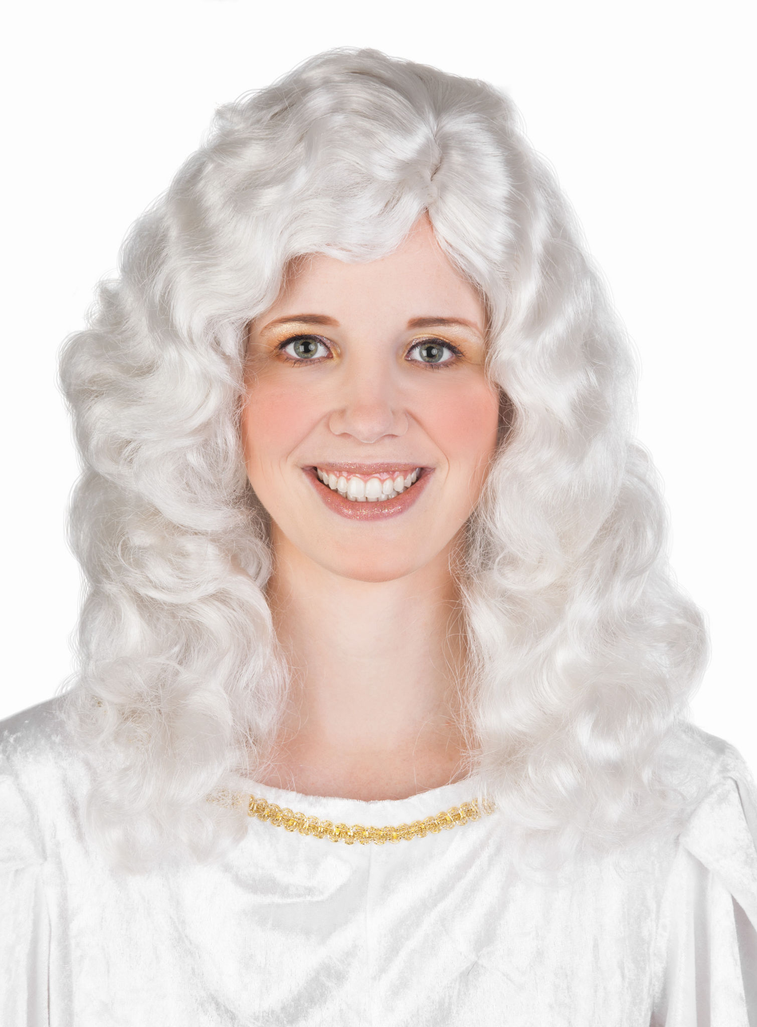 Weiße Langhaarperücke mit Locken