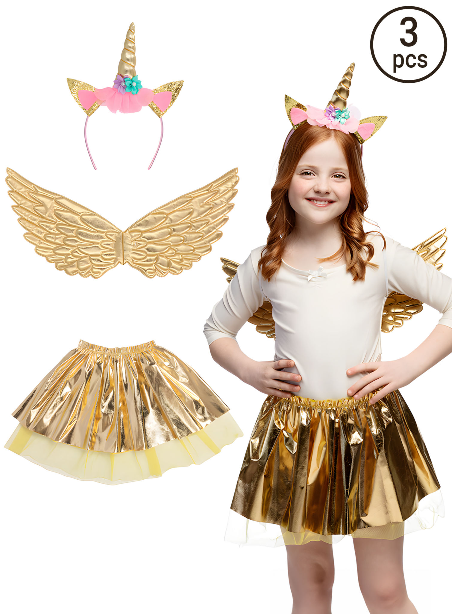 Gouden eenhoorn accessoire-set voor kinderen