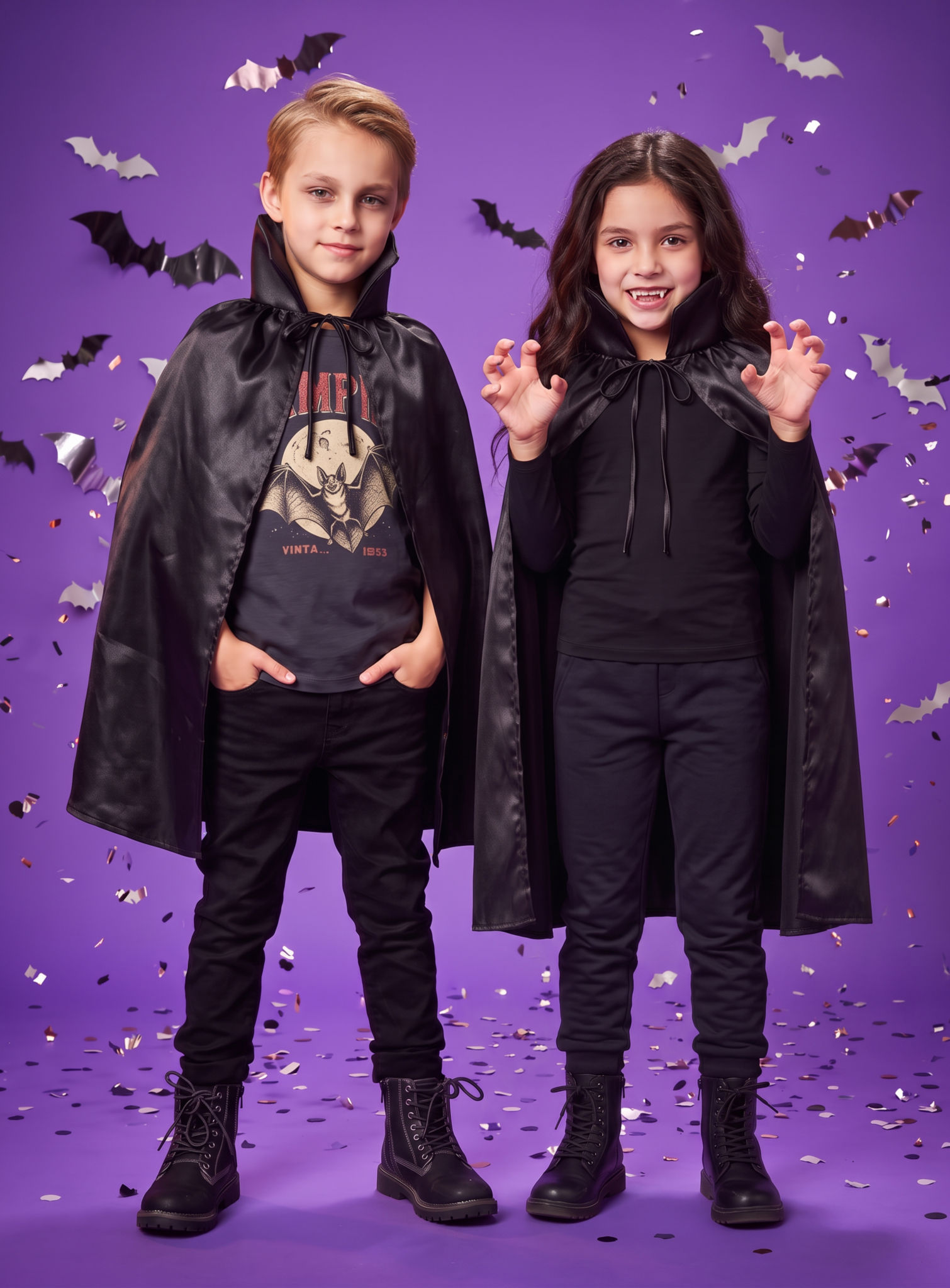 Schwarzes Vampircape für Kinder